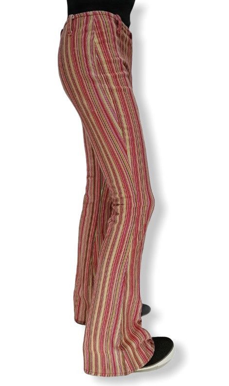 Vintage 💥Retro Skinny Stripes Mod Gypsy Stretchy Flared Pants Size US 29 - 3 Thumbnail