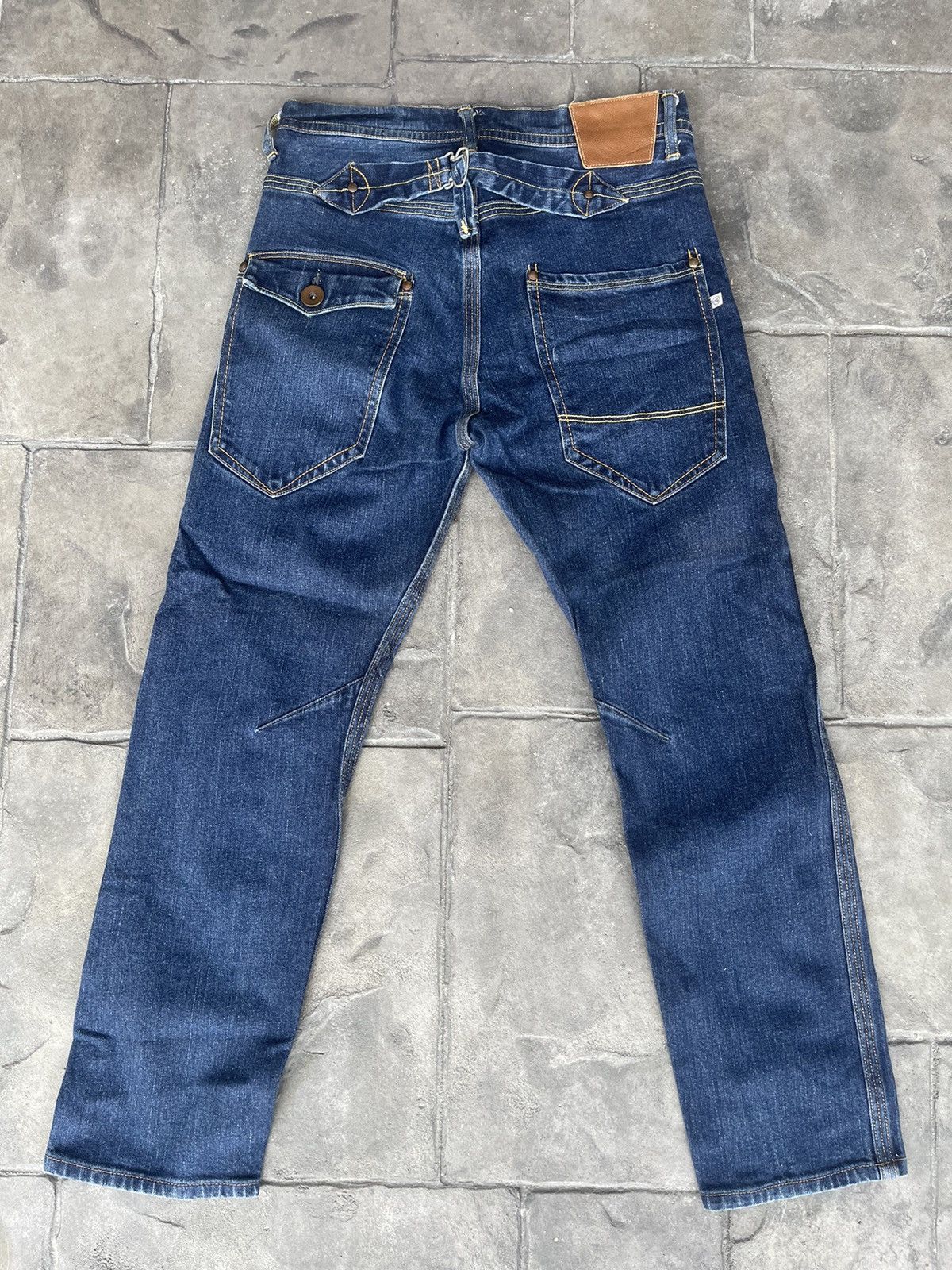 image of Japan Made Spellbound Domingo Co Buckle Back Jeans in Blue Denim, Men's (Size 28)