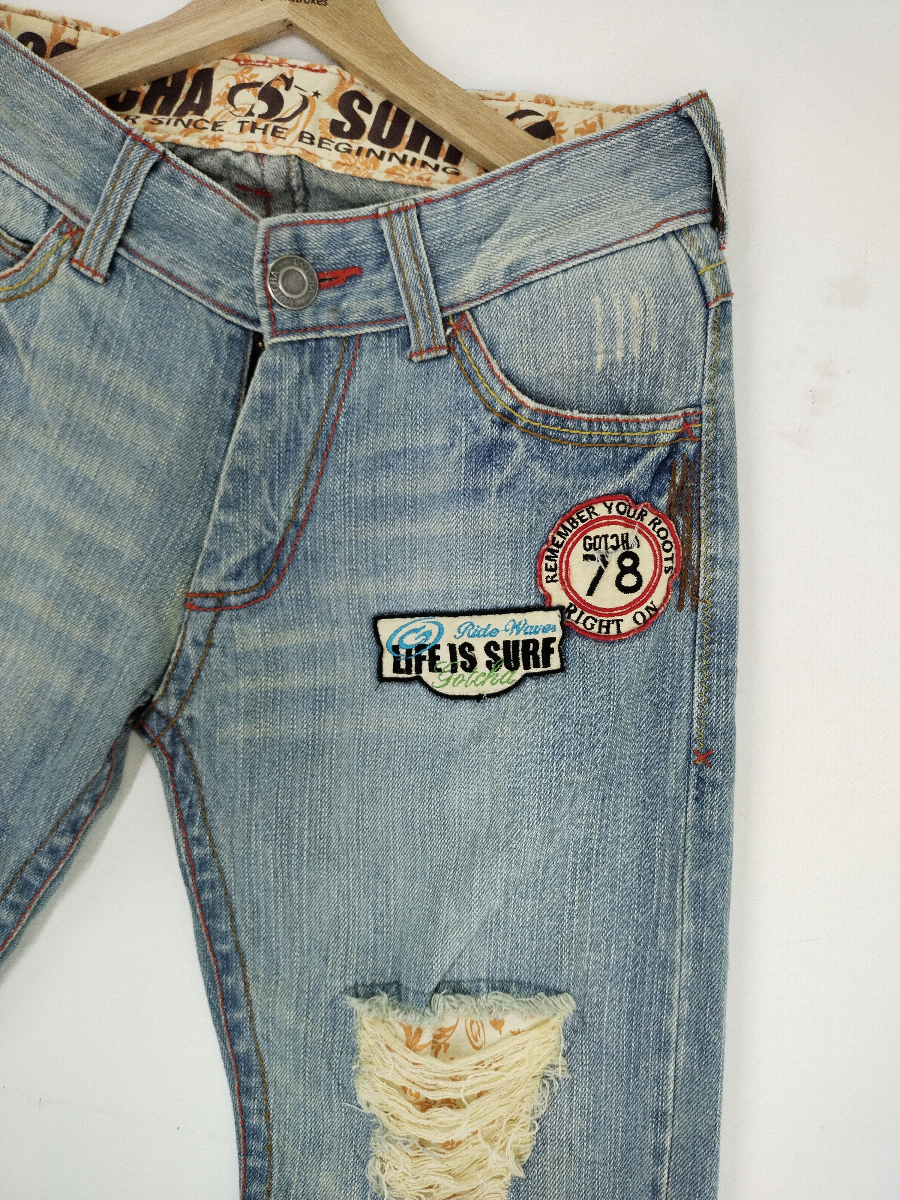 Gotcha Vintage Gotcha Surf Patchwork Punk Design Jeans Size US 32 / EU 48 - 7 Thumbnail