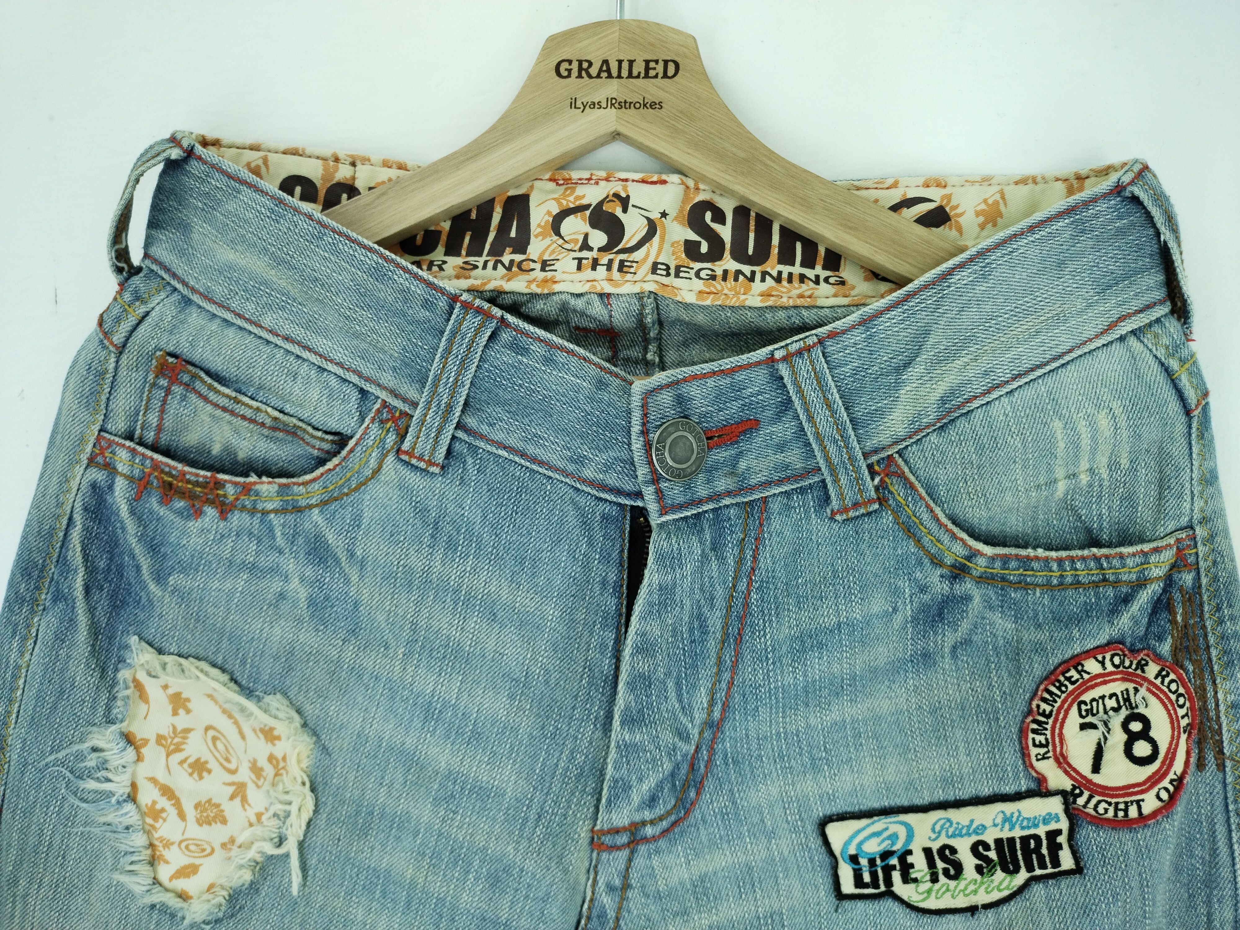 Gotcha Vintage Gotcha Surf Patchwork Punk Design Jeans Size US 32 / EU 48 - 23 Thumbnail