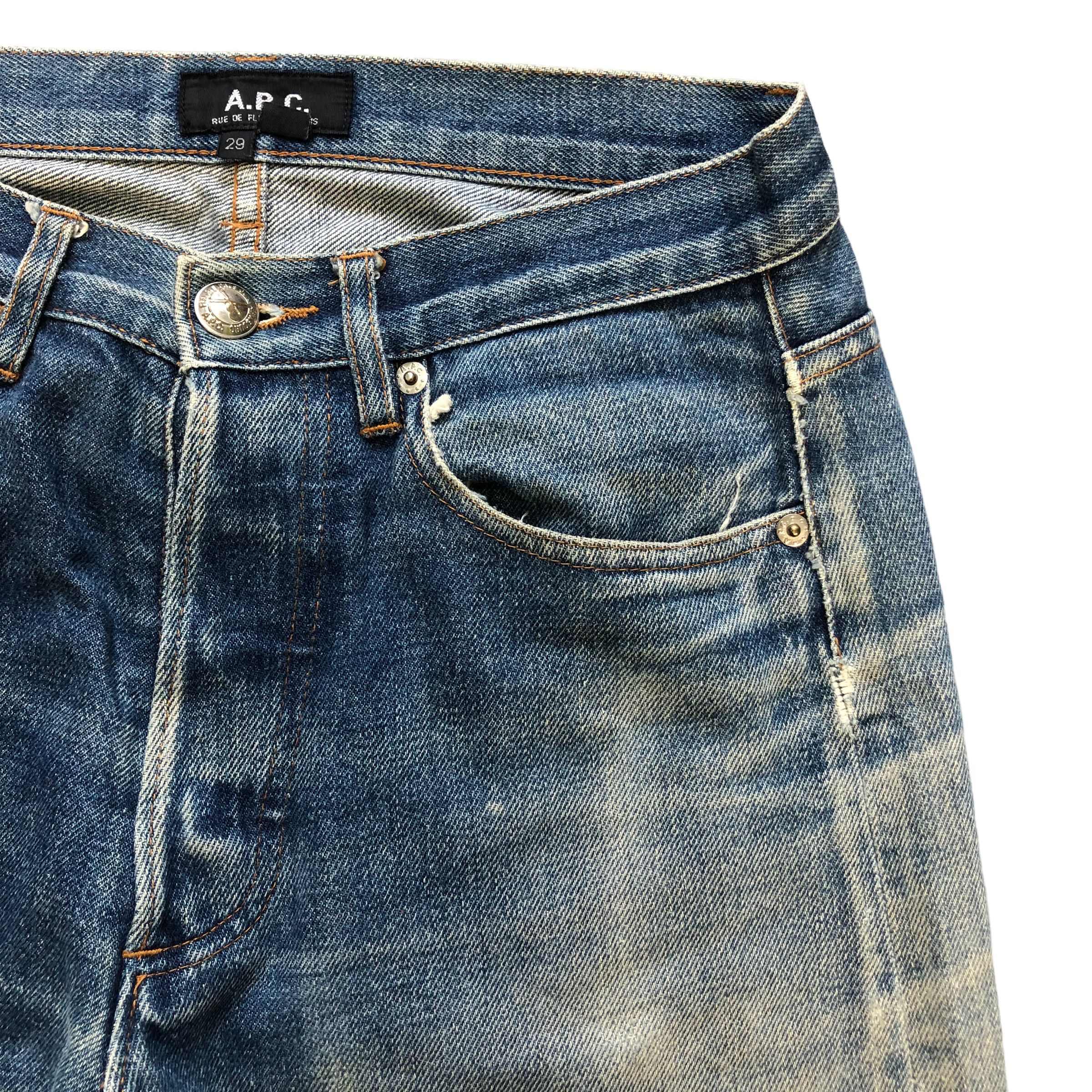 A.P.C. APC WASHED FLY BUTTON SELVEDGE DENIM PANTS #6977-103 Size US 27 - 4 Thumbnail