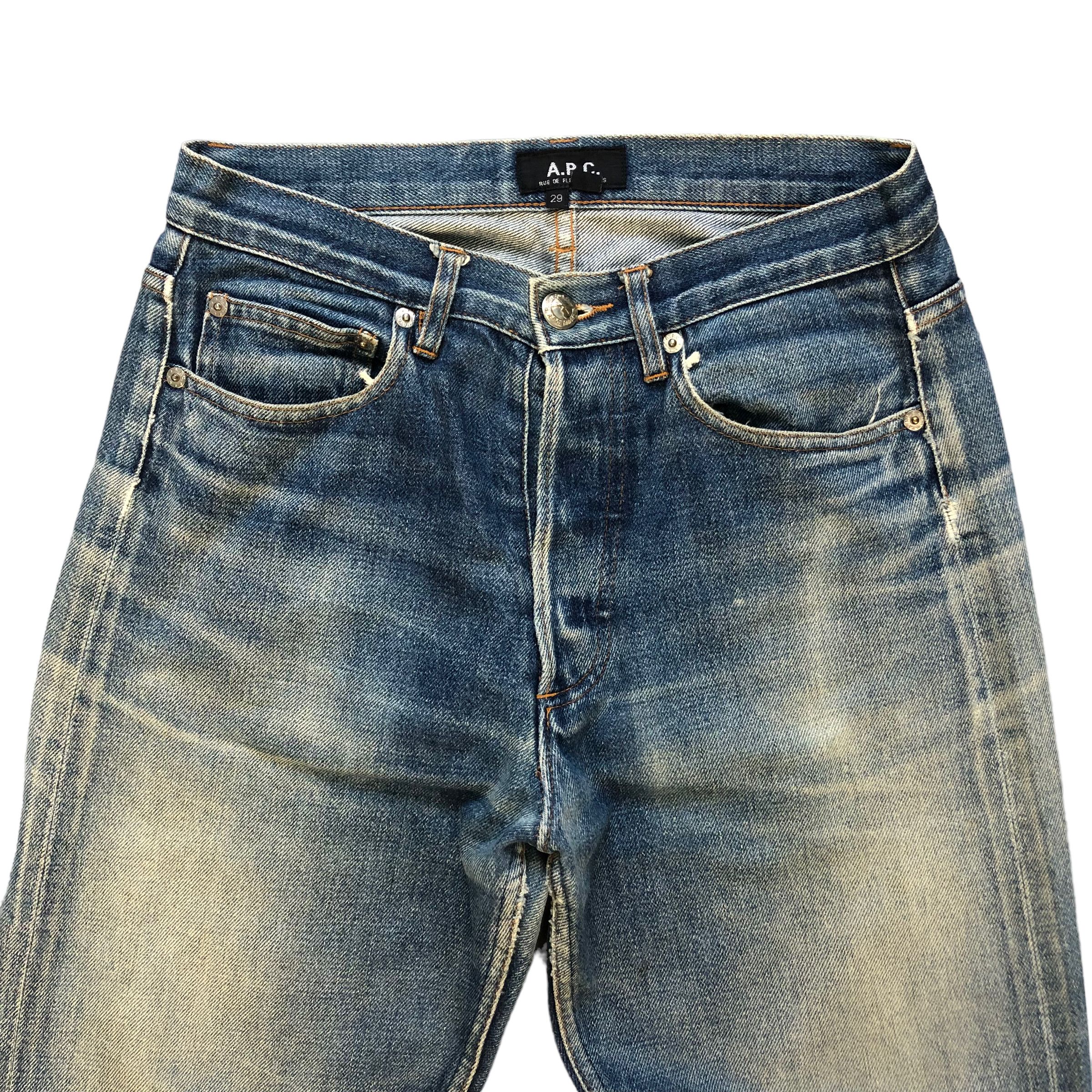 A.P.C. APC WASHED FLY BUTTON SELVEDGE DENIM PANTS #6977-103 Size US 27 - 2 Thumbnail