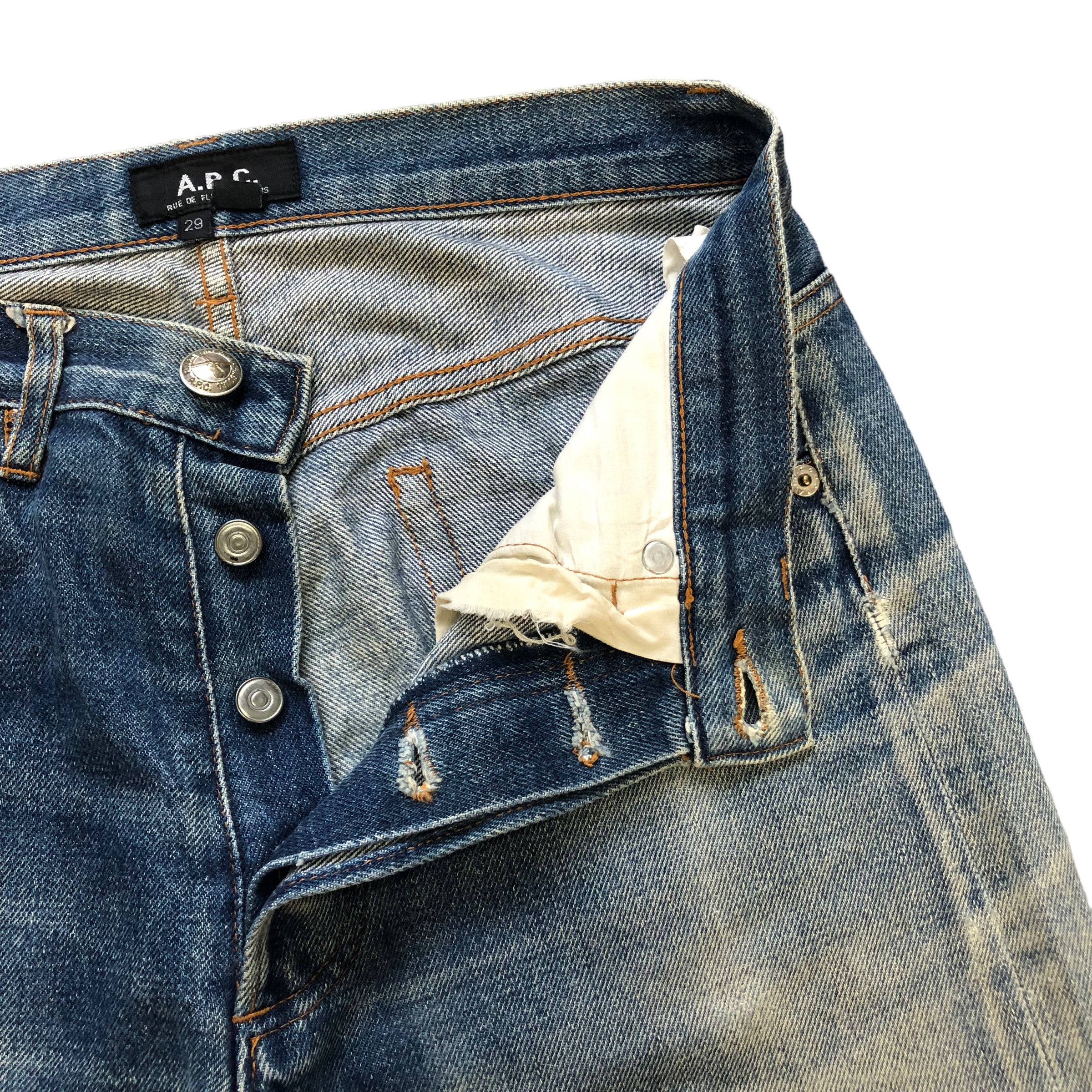 A.P.C. APC WASHED FLY BUTTON SELVEDGE DENIM PANTS #6977-103 Size US 27 - 5 Thumbnail