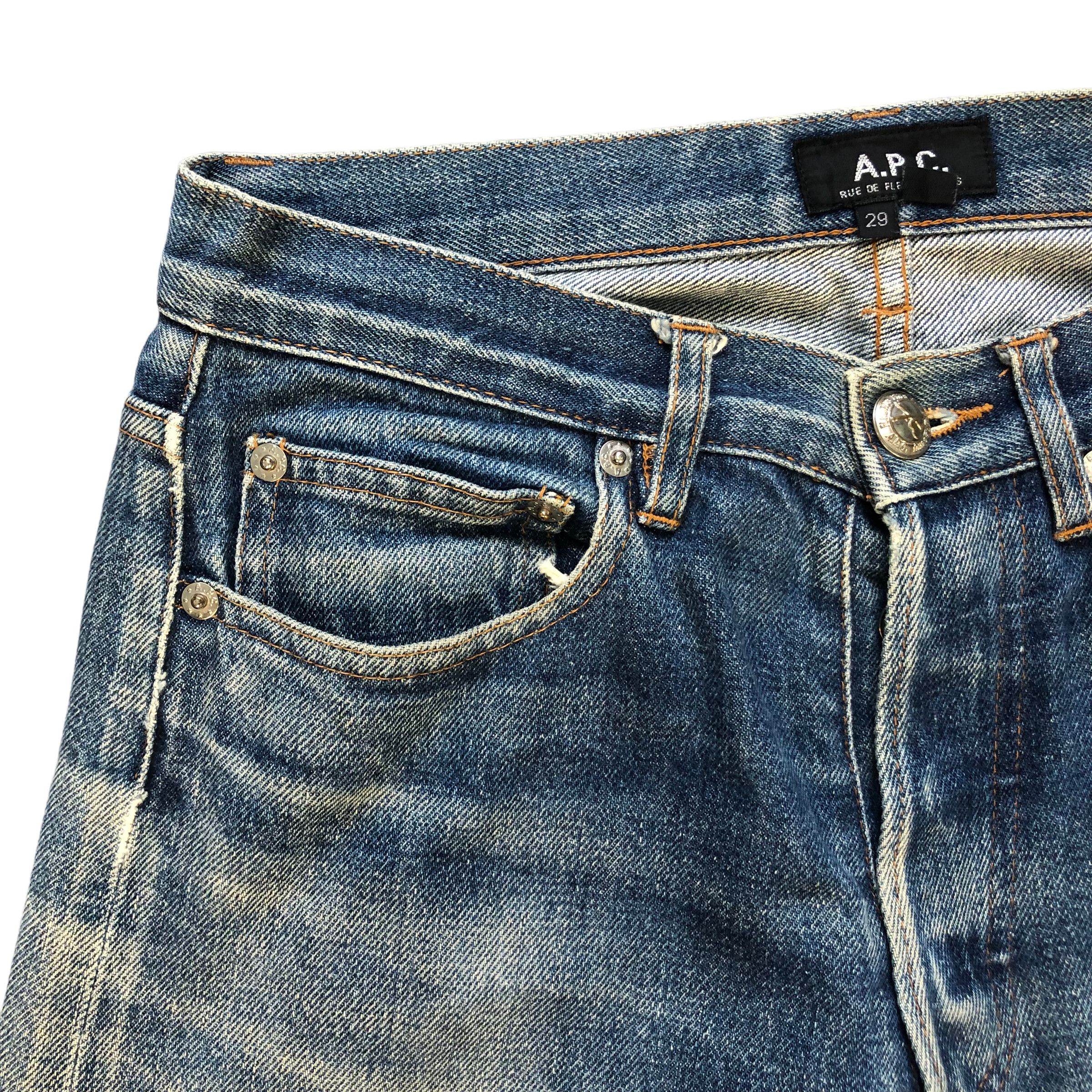 A.P.C. APC WASHED FLY BUTTON SELVEDGE DENIM PANTS #6977-103 Size US 27 - 3 Thumbnail
