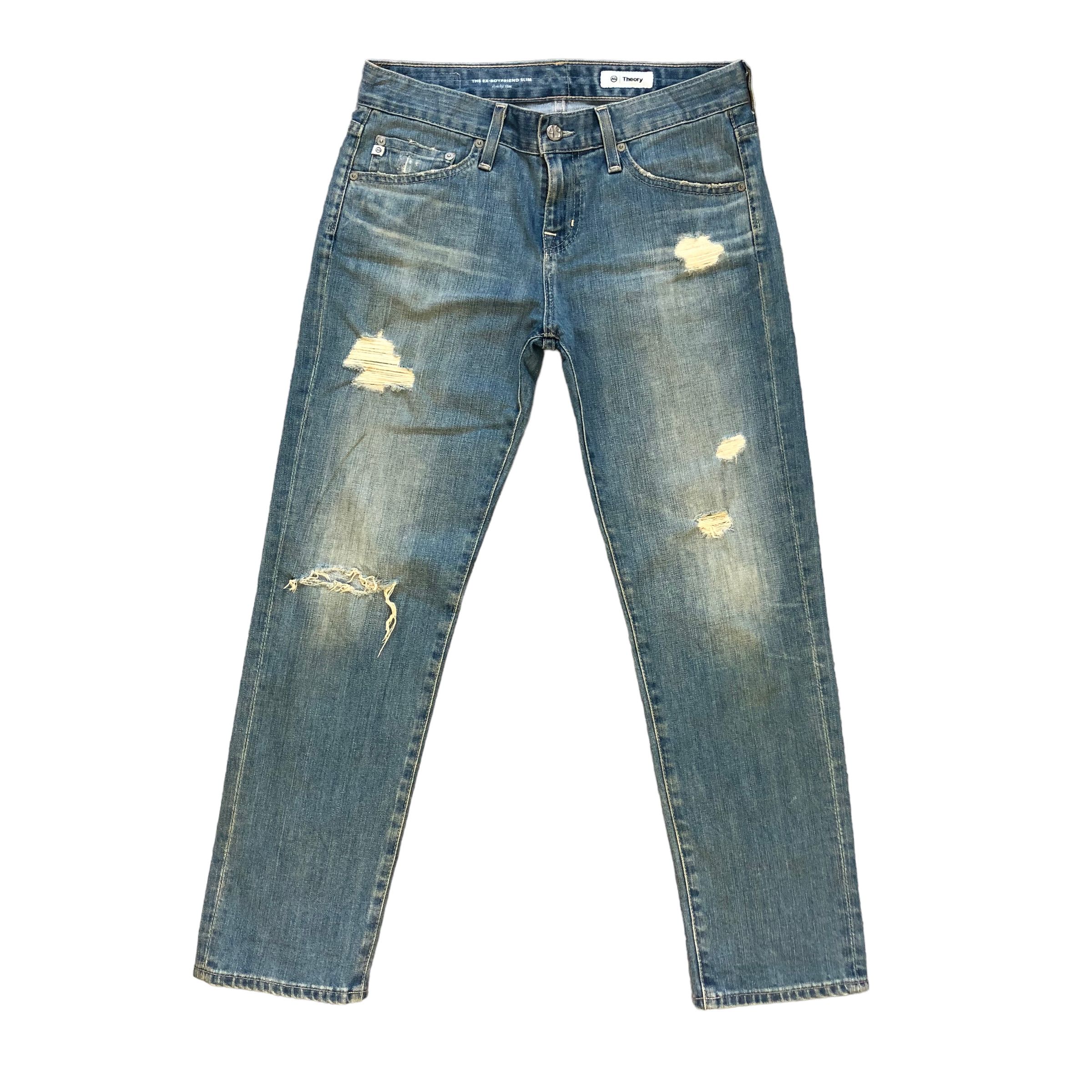 image of Ag Adriano Goldschmied x Made In USA Trashed Ag Theory The Ex-Boyfriend Slim Jeans 6978-103 in Blue