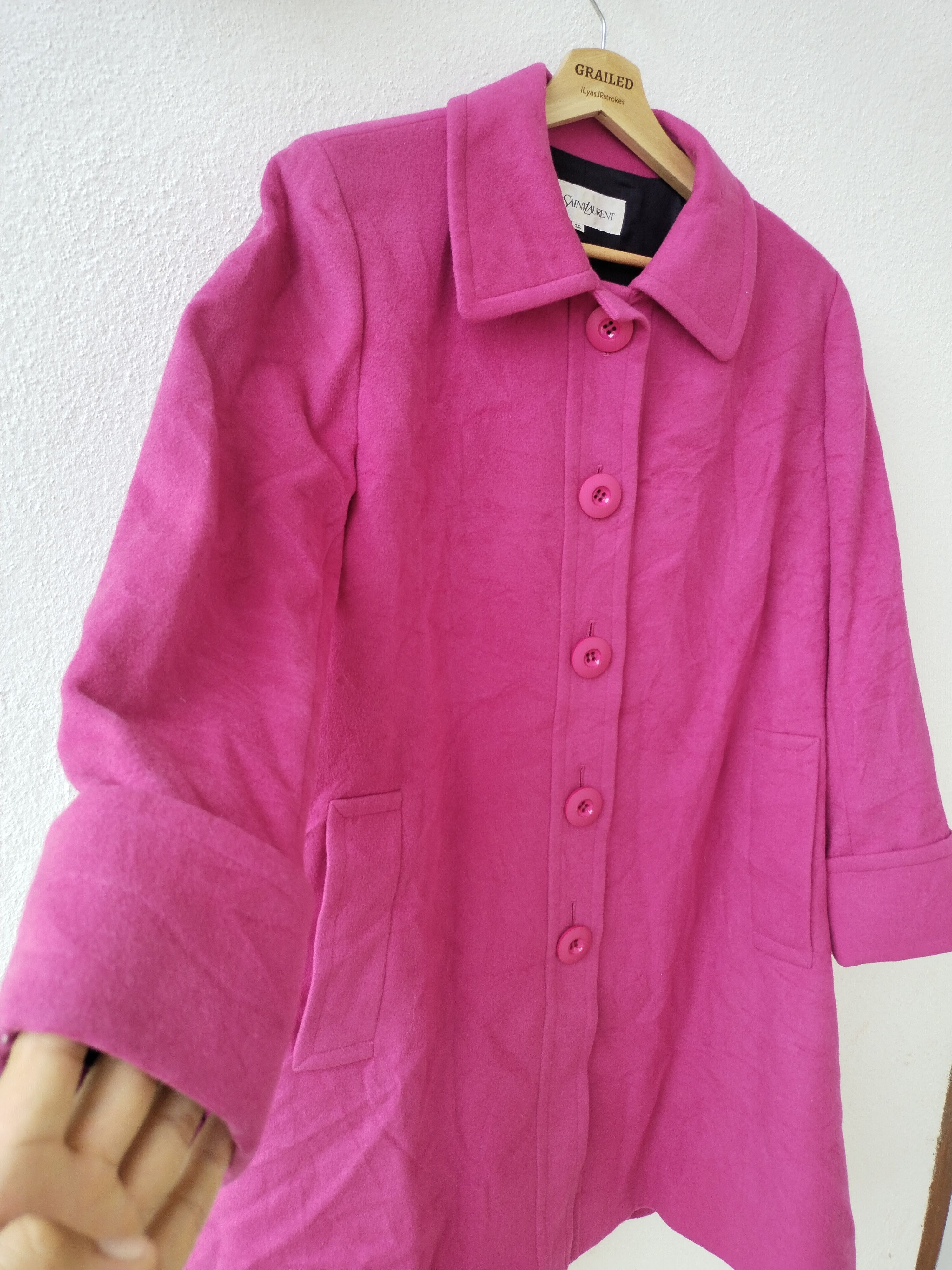 Yves Saint Laurent Vintage YSL Trench Coat Jacket Size L / US 10 / IT 46 - 6 Thumbnail