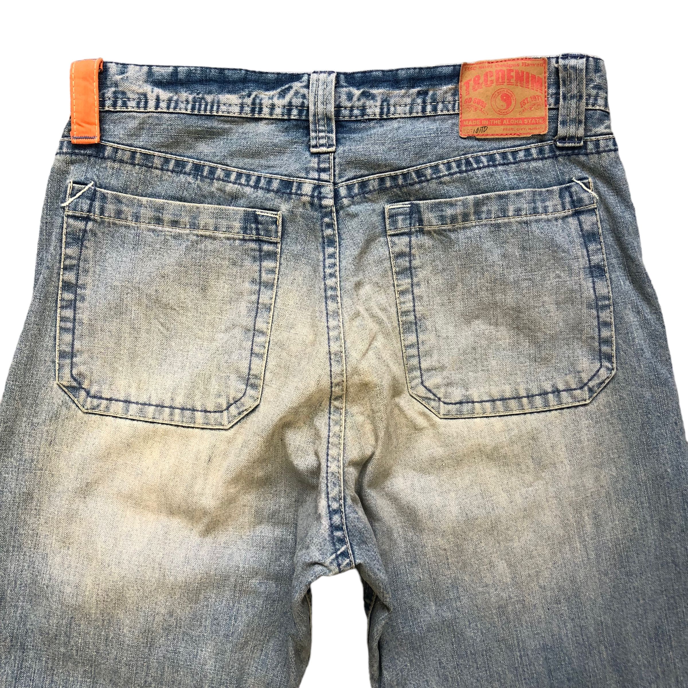 Vintage TRASHED🔥 T&C SURF DESIGNS DENIM PANTS #6971-103 Size US 31 - 13 Thumbnail