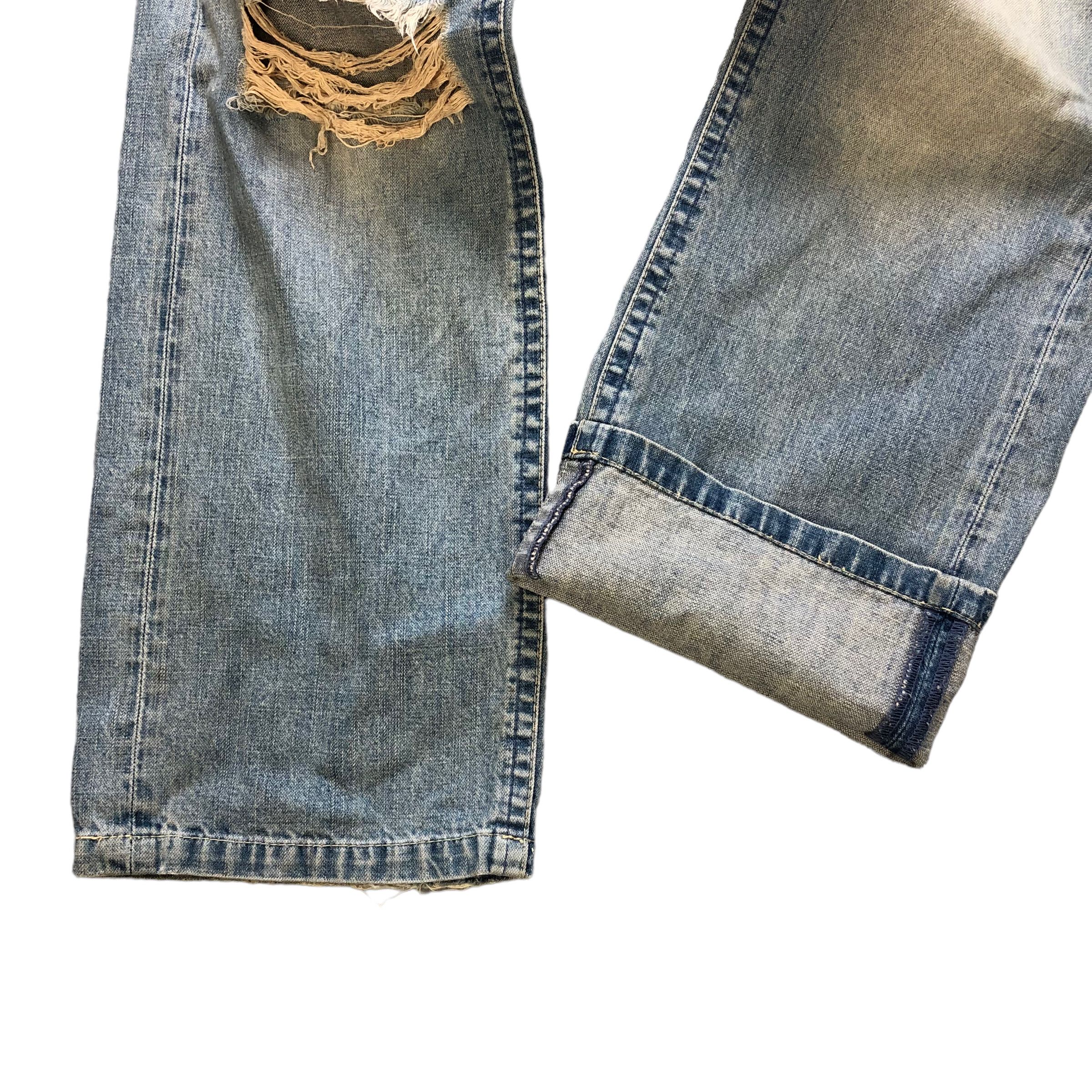 Vintage TRASHED🔥 T&C SURF DESIGNS DENIM PANTS #6971-103 Size US 31 - 7 Thumbnail