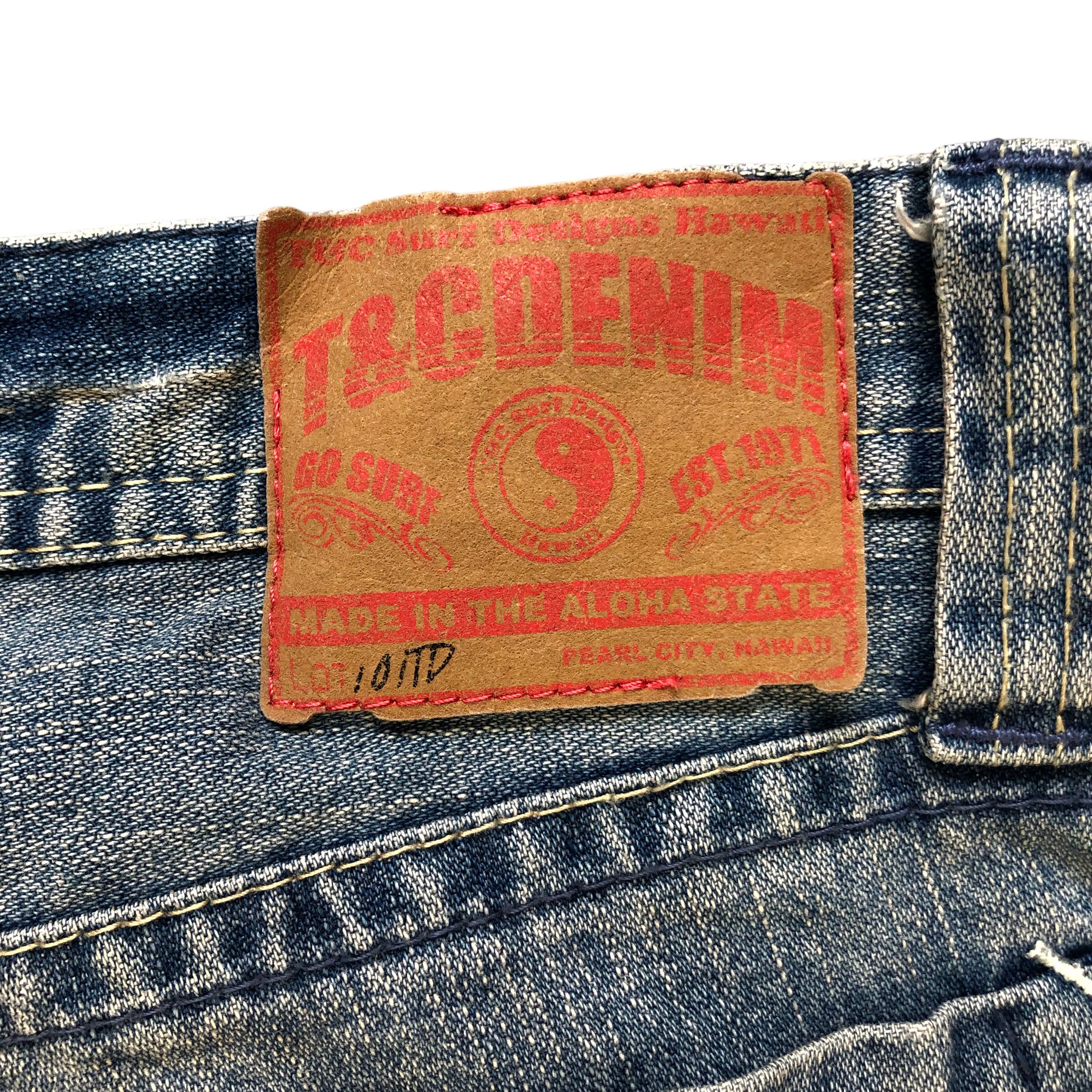 Vintage TRASHED🔥 T&C SURF DESIGNS DENIM PANTS #6971-103 Size US 31 - 16 Thumbnail