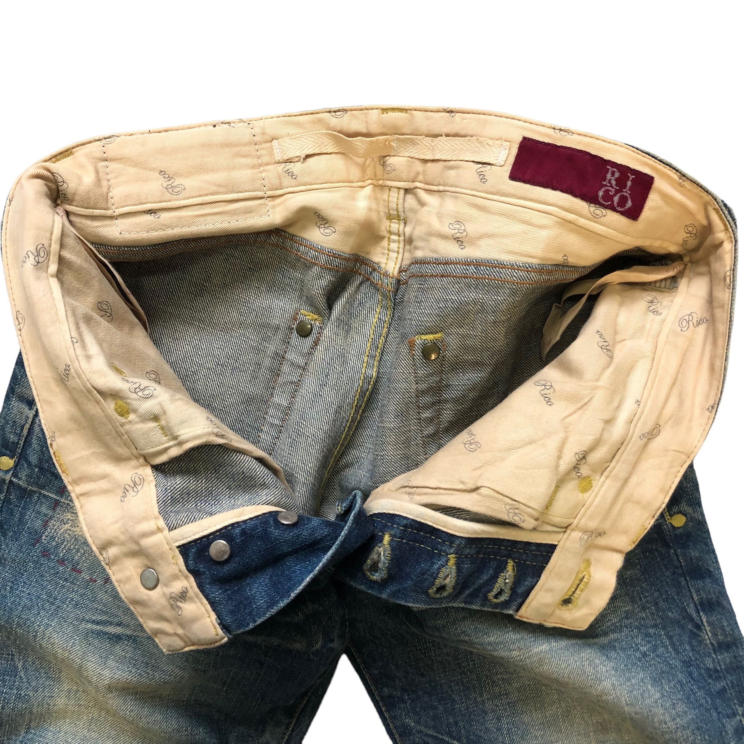 Japanese Brand TRASHED🔥 RICO MADE IN JAPAN JEANS #6974-103 Size 29" - 10 Thumbnail