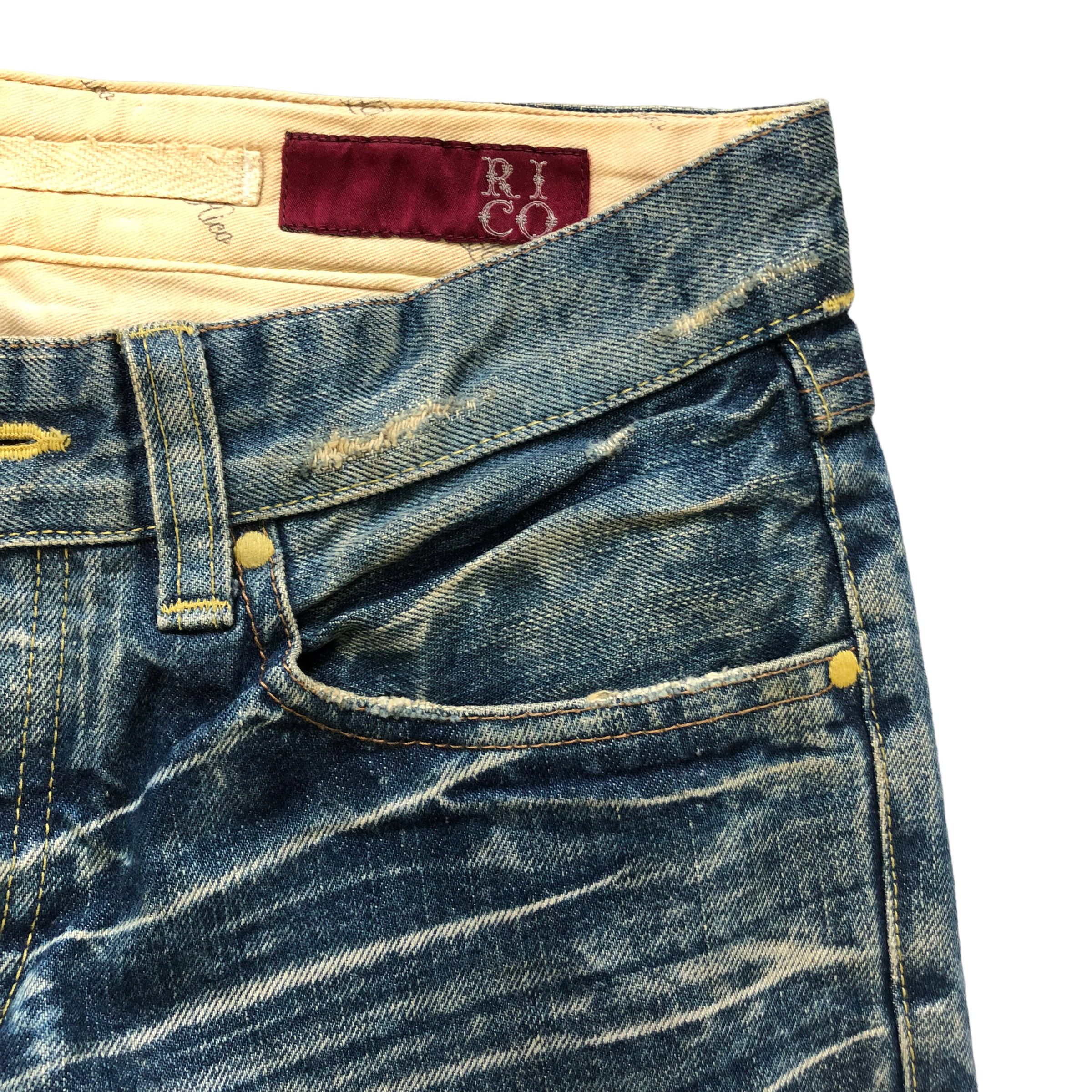Japanese Brand TRASHED🔥 RICO MADE IN JAPAN JEANS #6974-103 Size 29" - 4 Thumbnail