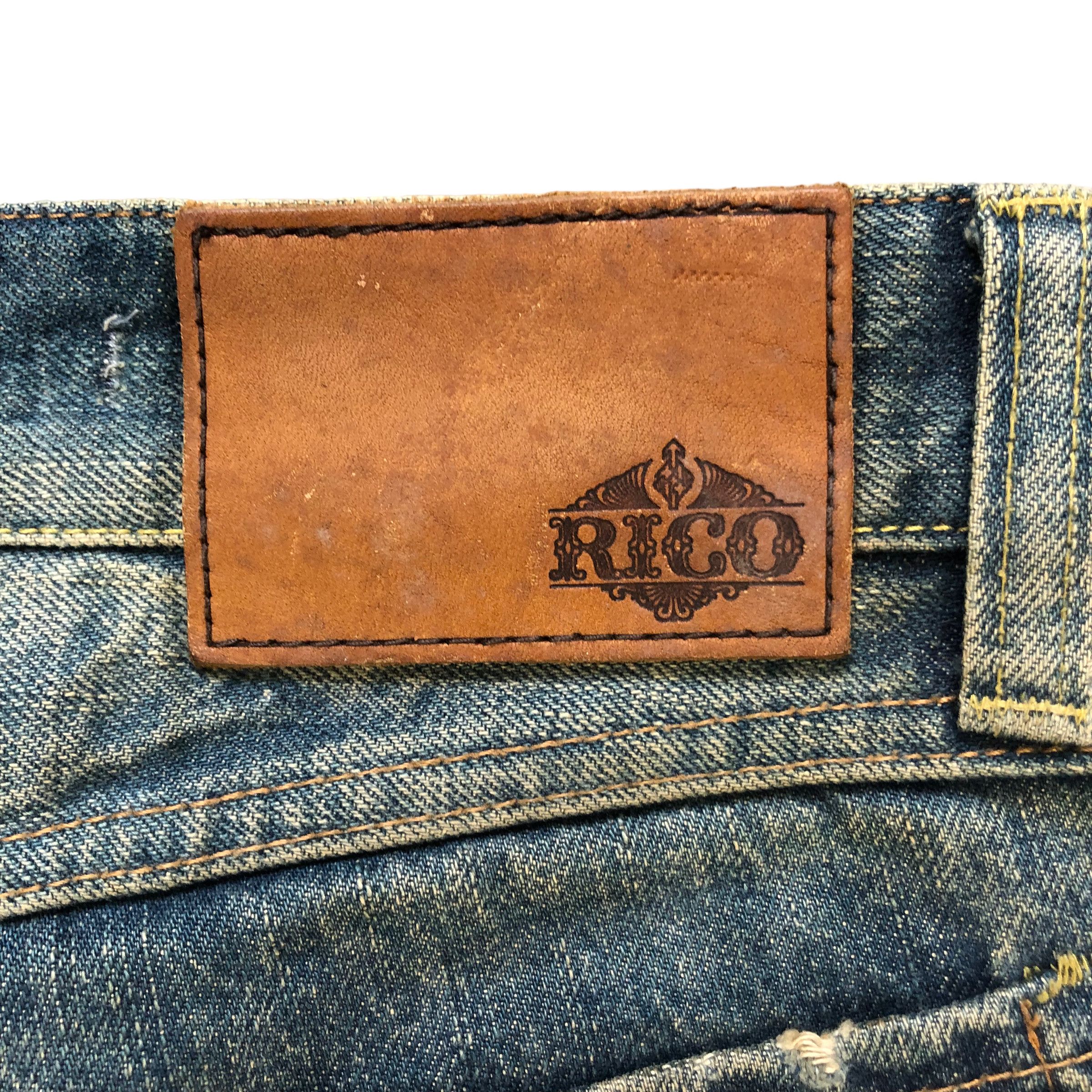 Japanese Brand TRASHED🔥 RICO MADE IN JAPAN JEANS #6974-103 Size 29" - 18 Thumbnail