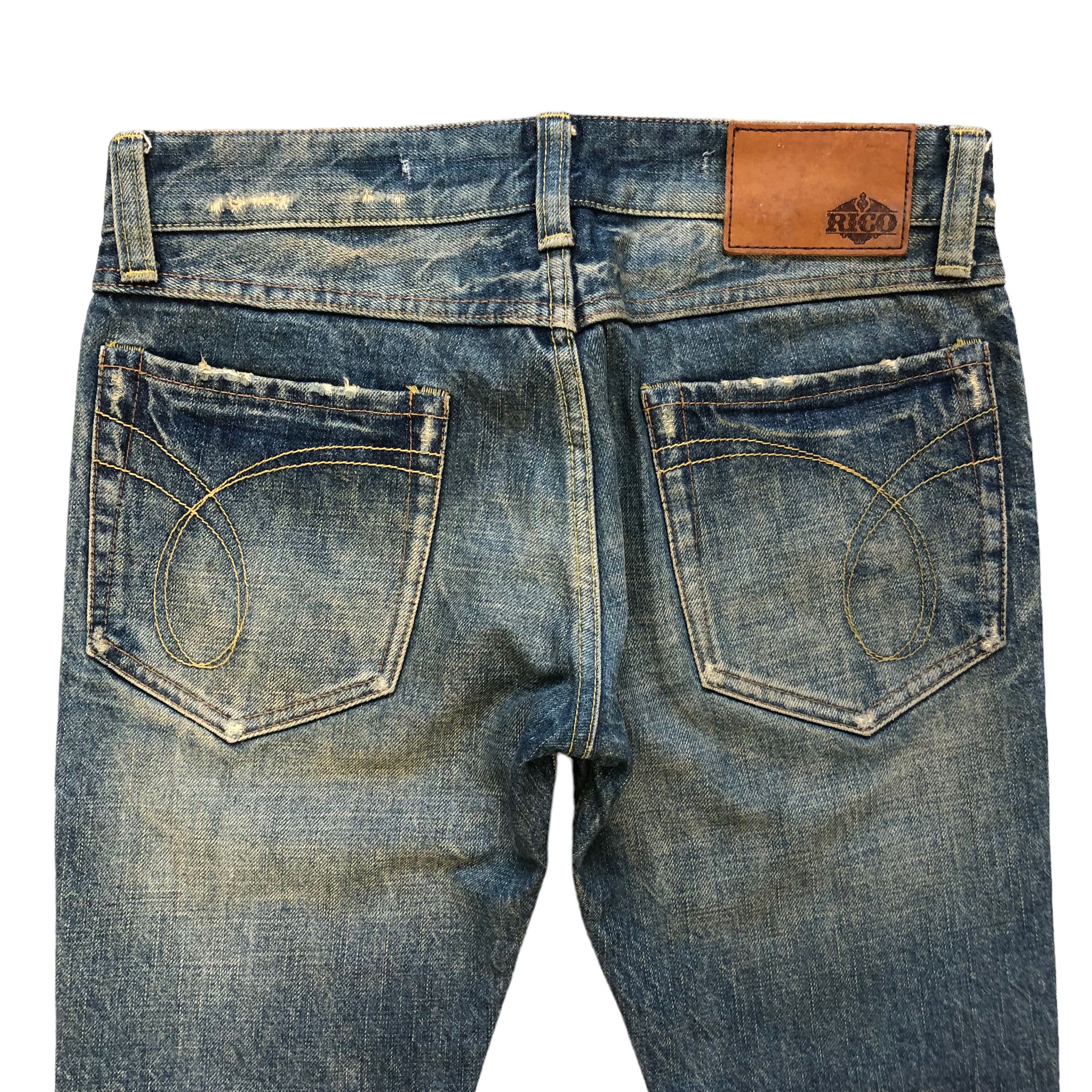 Japanese Brand TRASHED🔥 RICO MADE IN JAPAN JEANS #6974-103 Size 29" - 15 Thumbnail