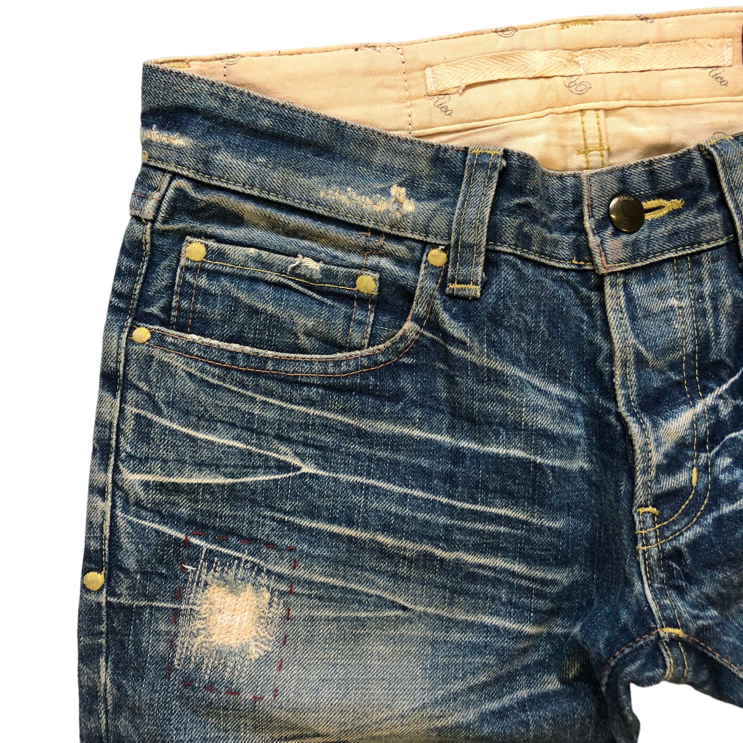 Japanese Brand TRASHED🔥 RICO MADE IN JAPAN JEANS #6974-103 Size 29" - 3 Thumbnail