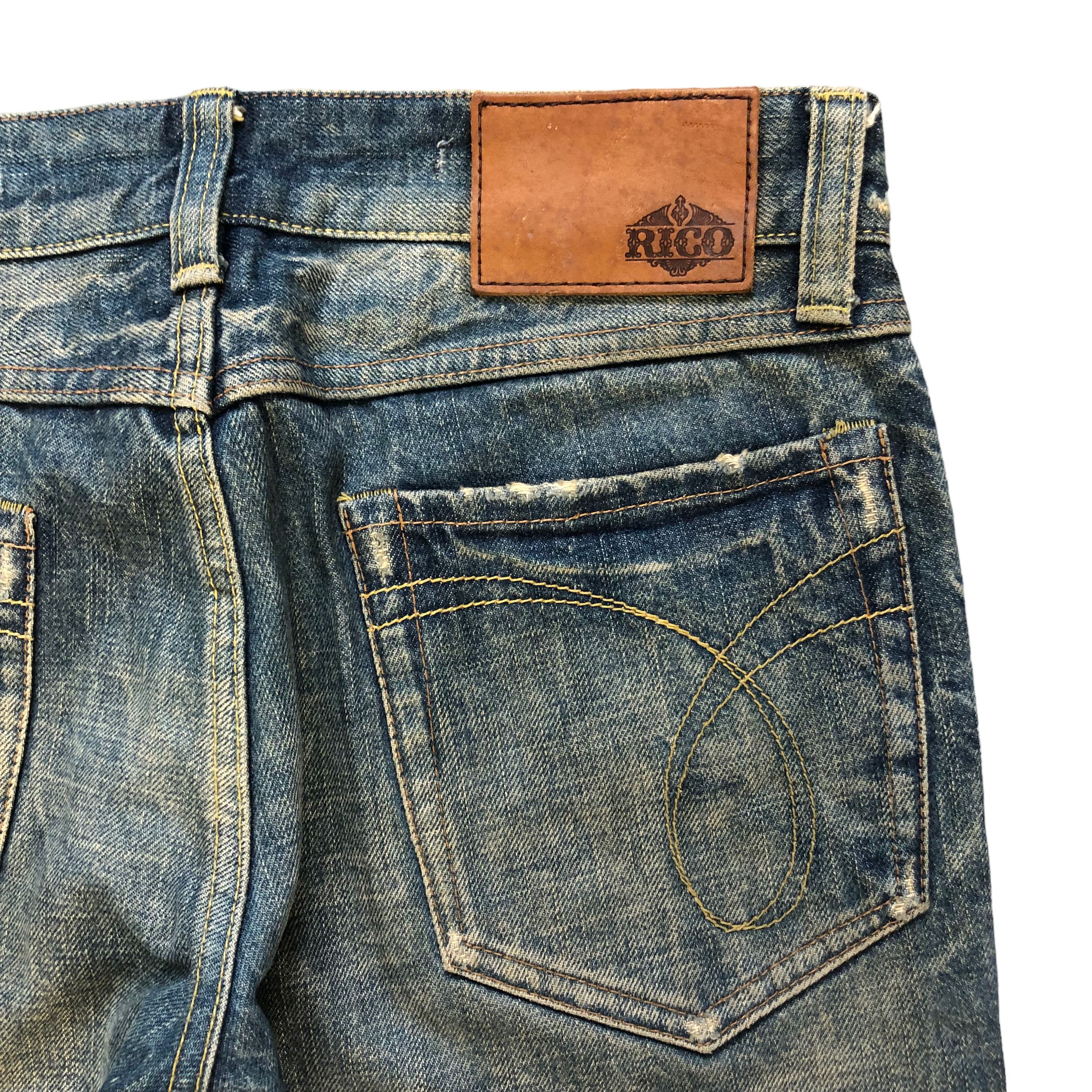 Japanese Brand TRASHED🔥 RICO MADE IN JAPAN JEANS #6974-103 Size 29" - 17 Thumbnail