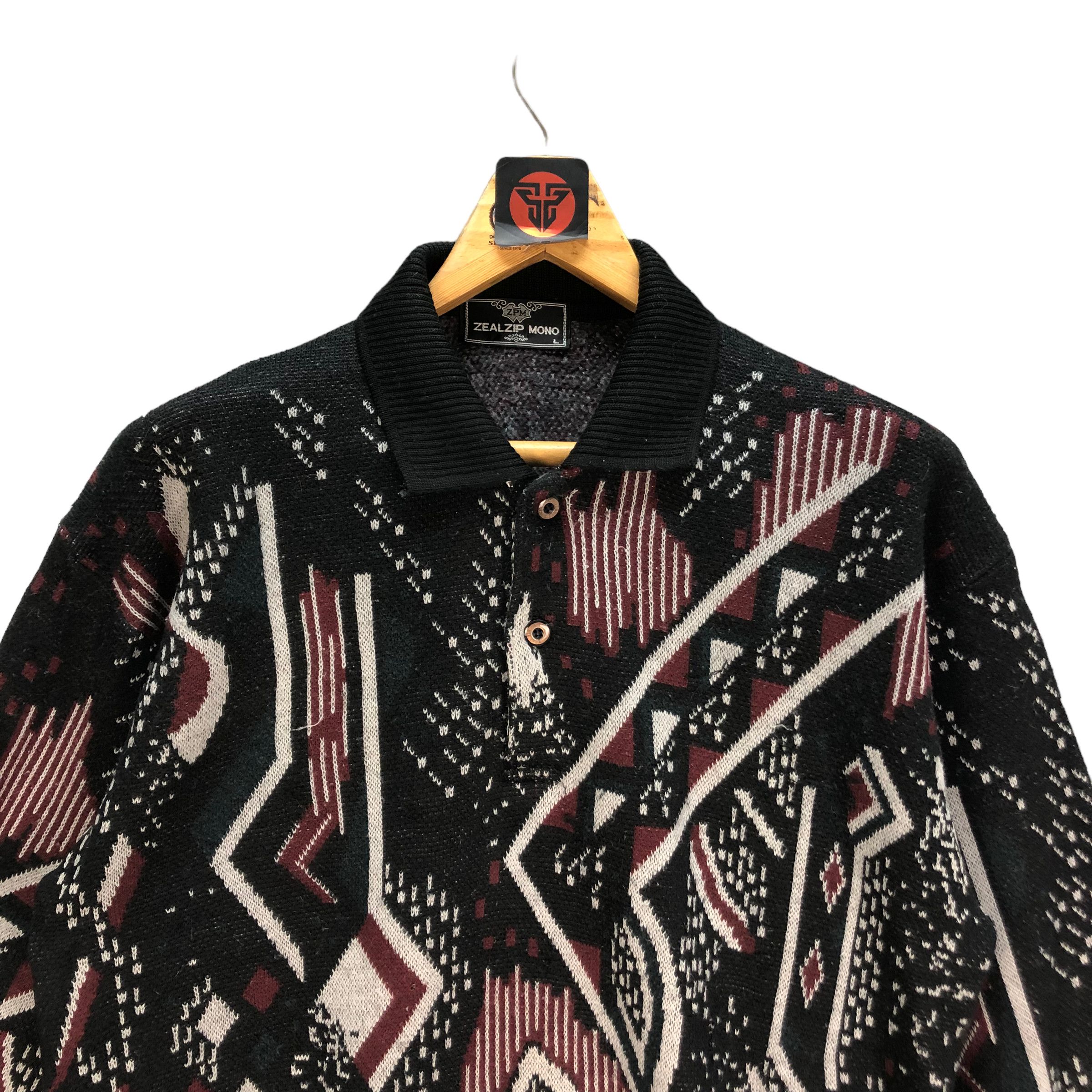 Japanese Brand ZEALZIP MONO ABSTRACT DESIGN FULLPRINT JUMPER #7009-105 Size US L / EU 52-54 / 3 - 2 Thumbnail