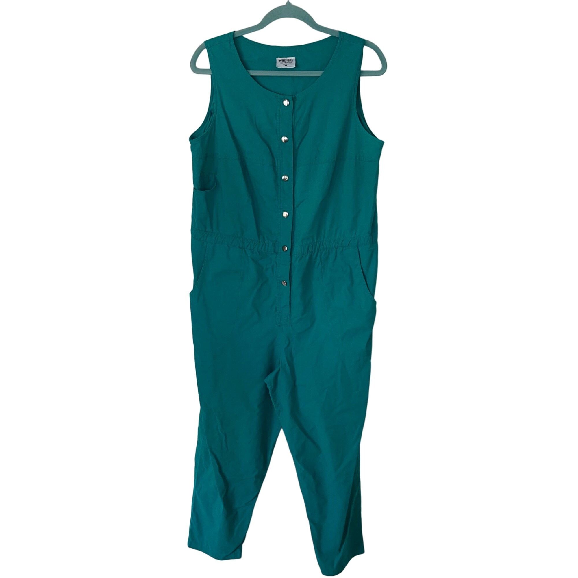 Whispers Vintage Womens Jumpsuit Size Large Green Pure Cotto