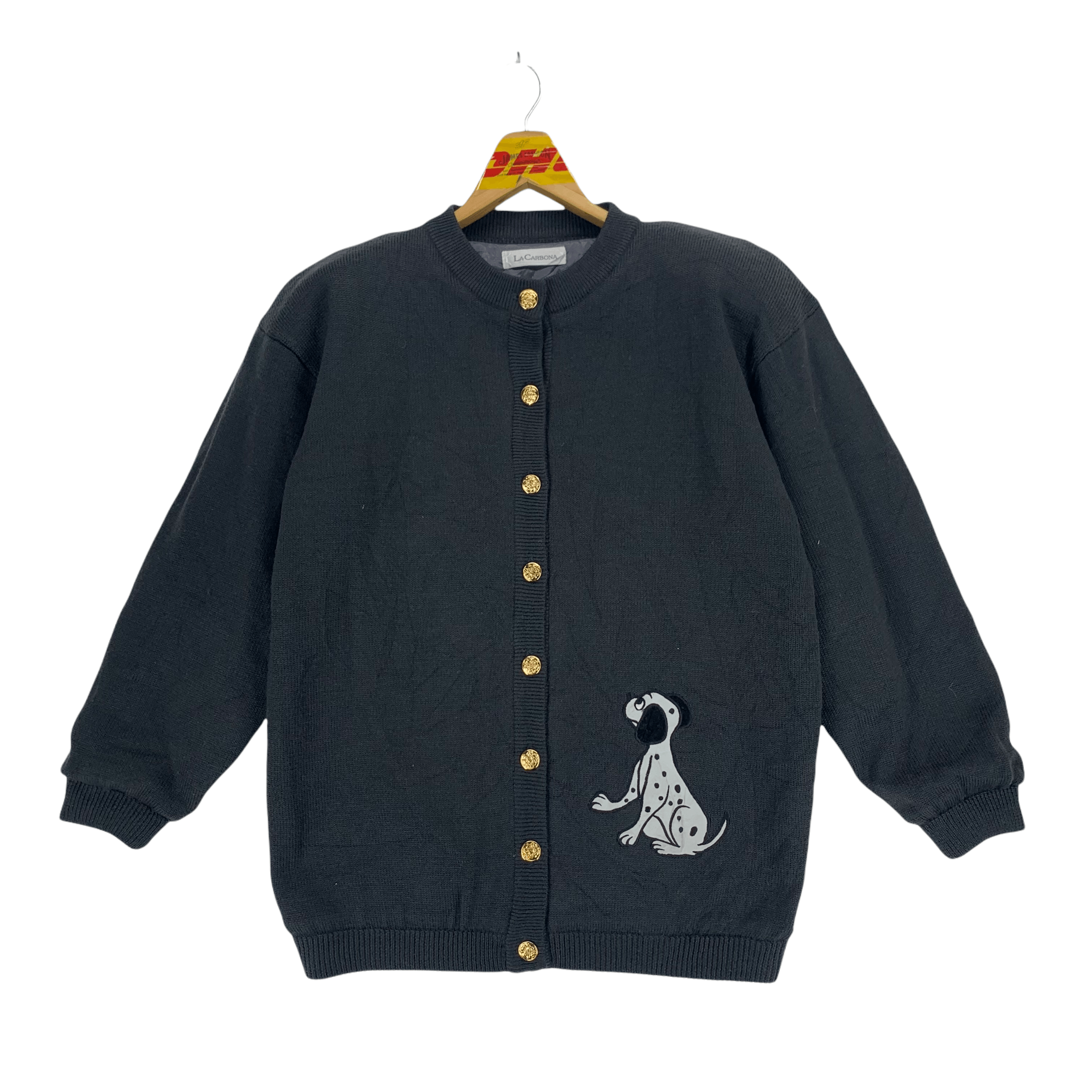 Japanese Brand La Carbona Embroidered Puppies Sweater #3538-125 Size L / US 10 / IT 46 - 3 Thumbnail