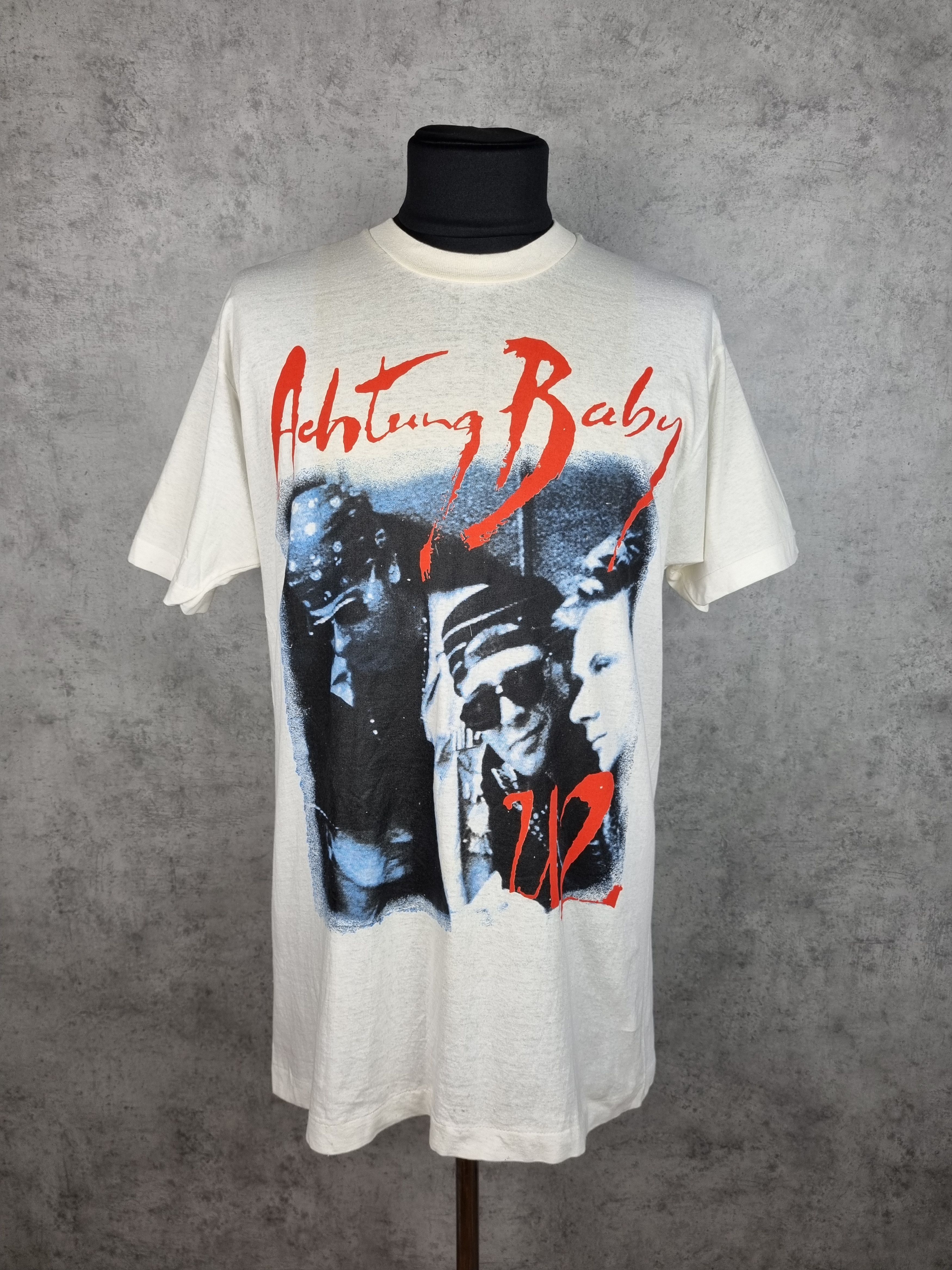 image of Band Tees x Rock Tees 1993 Vintage U2 Zooropa All Over Tour Tee Shirt in White, Men's (Size XL)