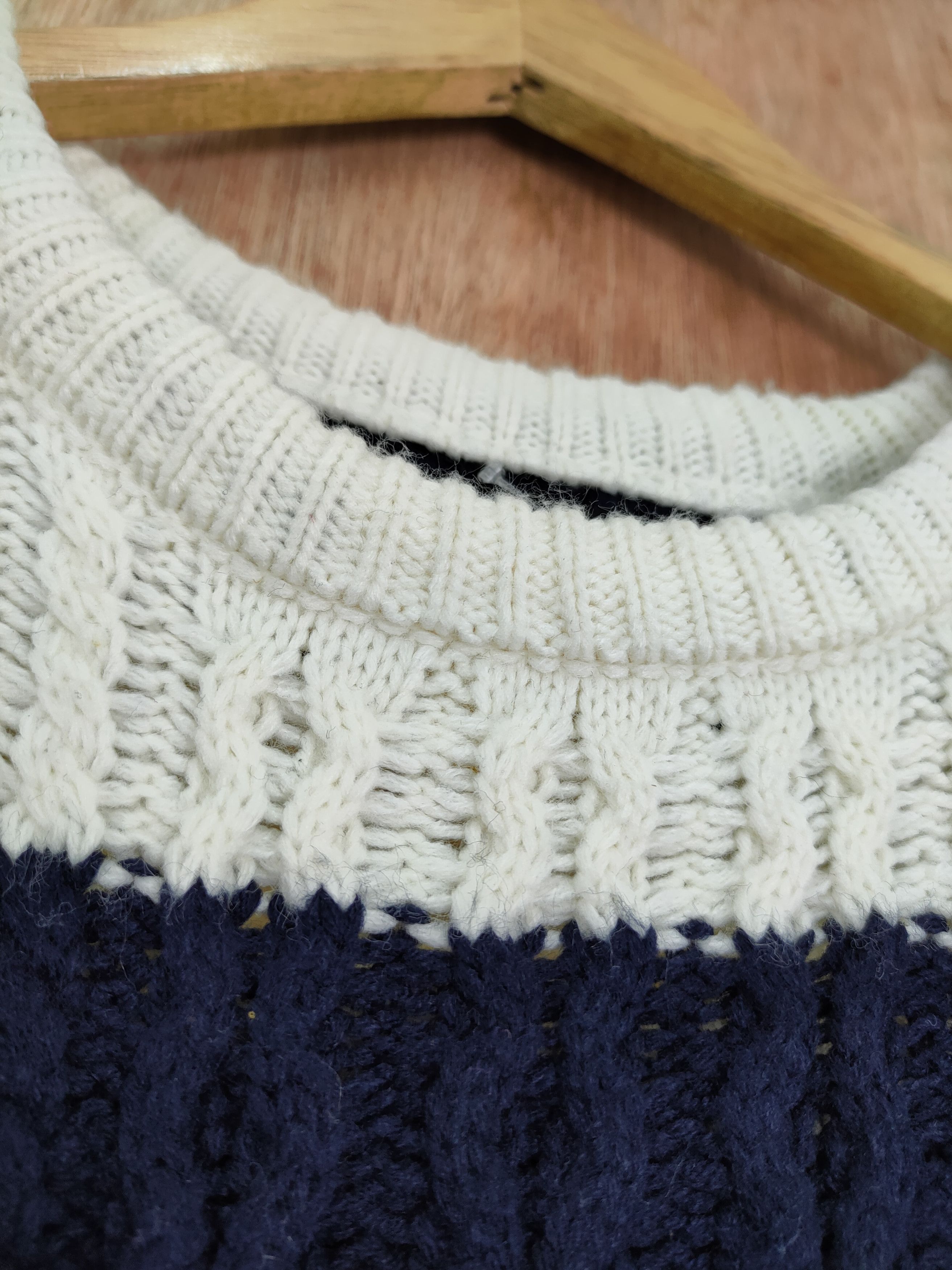 Aran Isles Knitwear × Japanese Brand × OVER THE STRiPES japan One Way knitwear stripe streetwear vintage #4136 Size S / US 4 / IT 40 - 4 Thumbnail