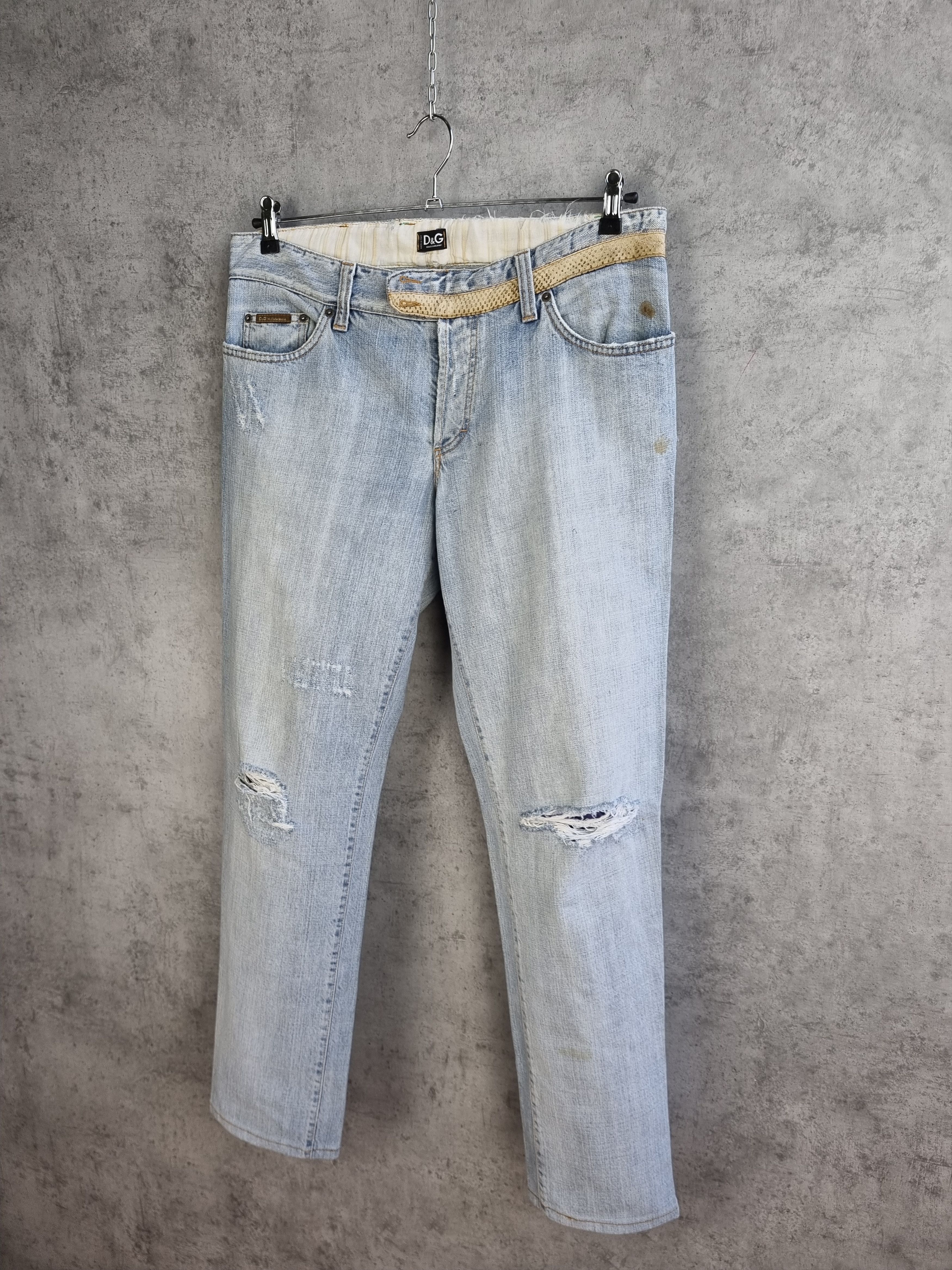 Dolce & Gabbana × Vintage Snake Skin Appliance Dolce & Gabbana Ripped Design Jeans Size US 32 / EU 48 - 2 Thumbnail