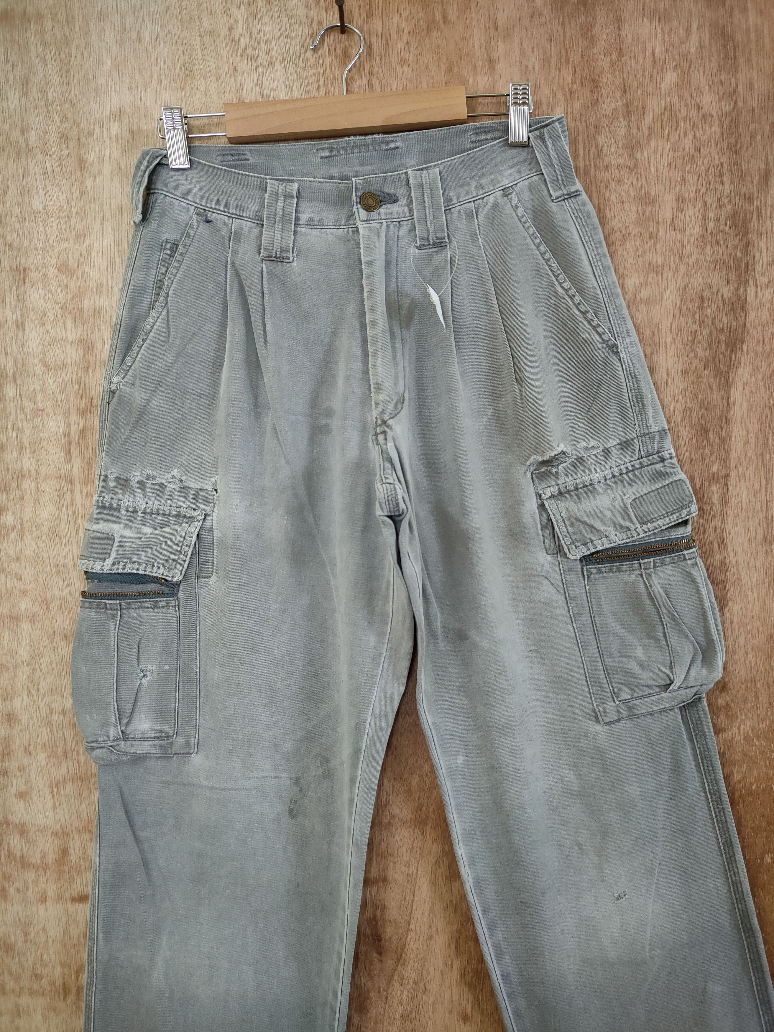 Japanese Brand DL Grancisco japan thrashed distressed cargo pants #46-258T Size US 28 / EU 44 - 4 Thumbnail