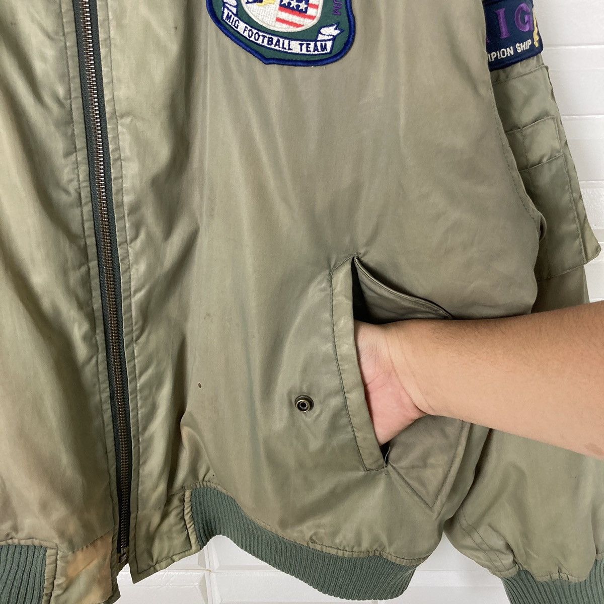 NFL Migrant NFL Club Military Green Bomber Jacket Size US XL / EU 56 / 4 - 10 Thumbnail