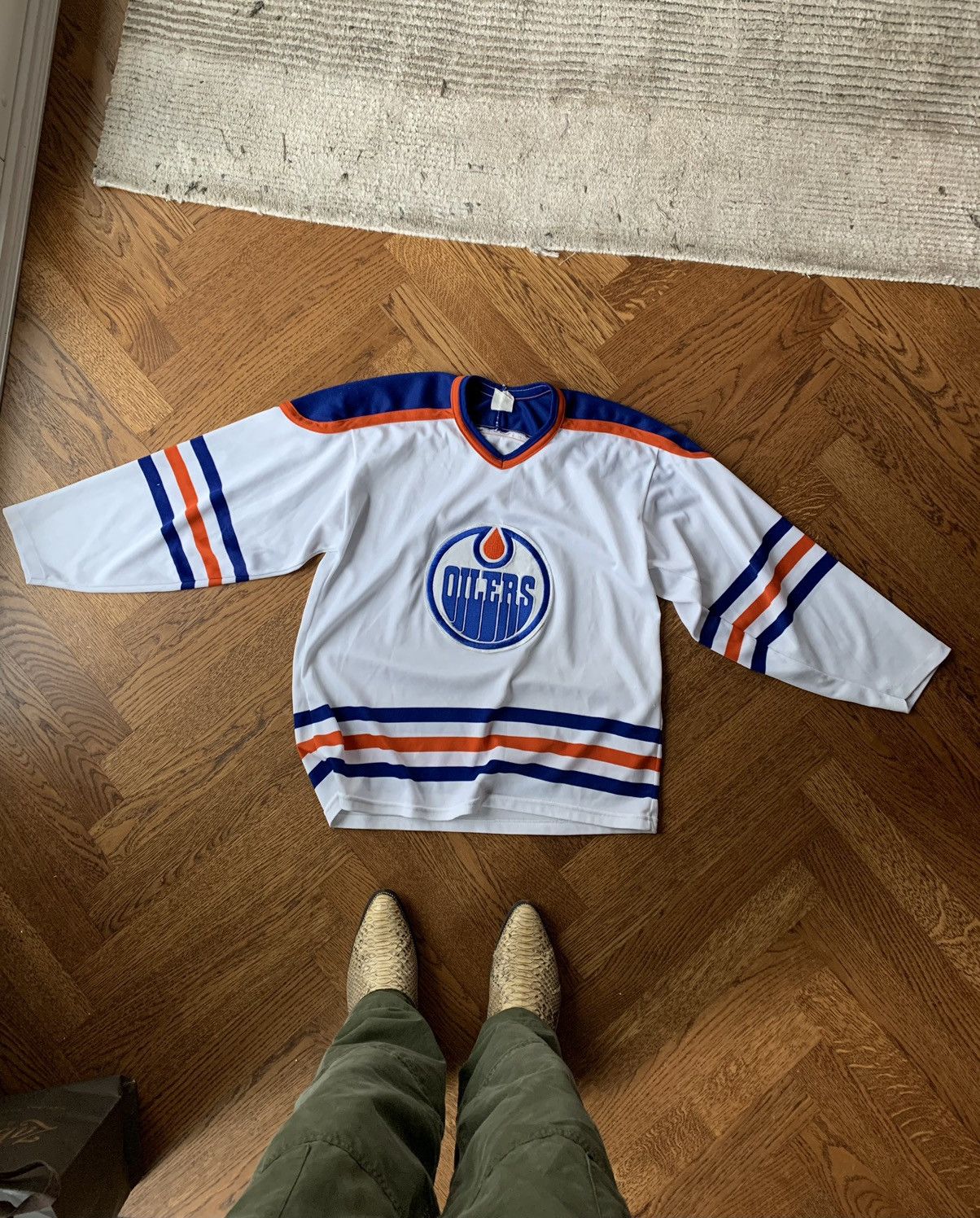 Edmonton Oilers Vintage 80s Rioux Cooper Hockey Jersey Fully 