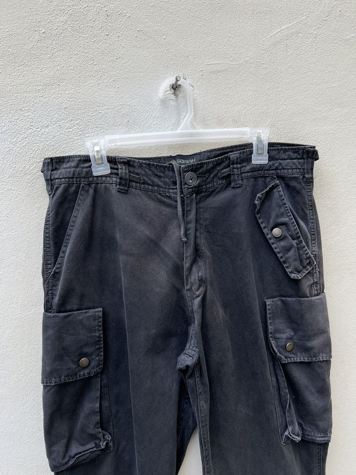 Japanese Brand × Vintage VTG Soljah Japan Sun Fade Black Bondage Parachute Trouser Size US 32 / EU 48 - 7 Thumbnail