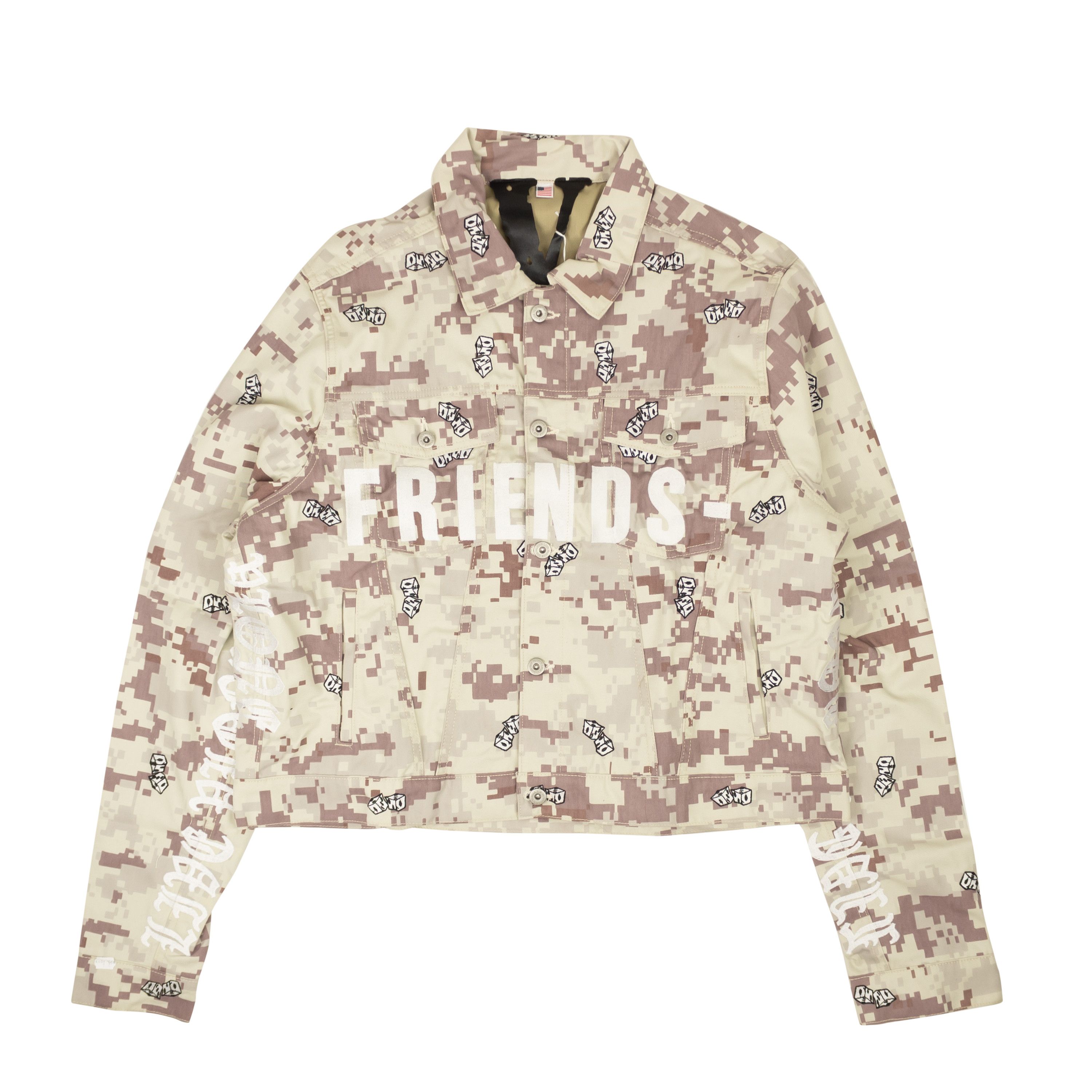 Pre-owned Vlone Beige Digi Camo Denim Jacket Size Xxl In Multicolor