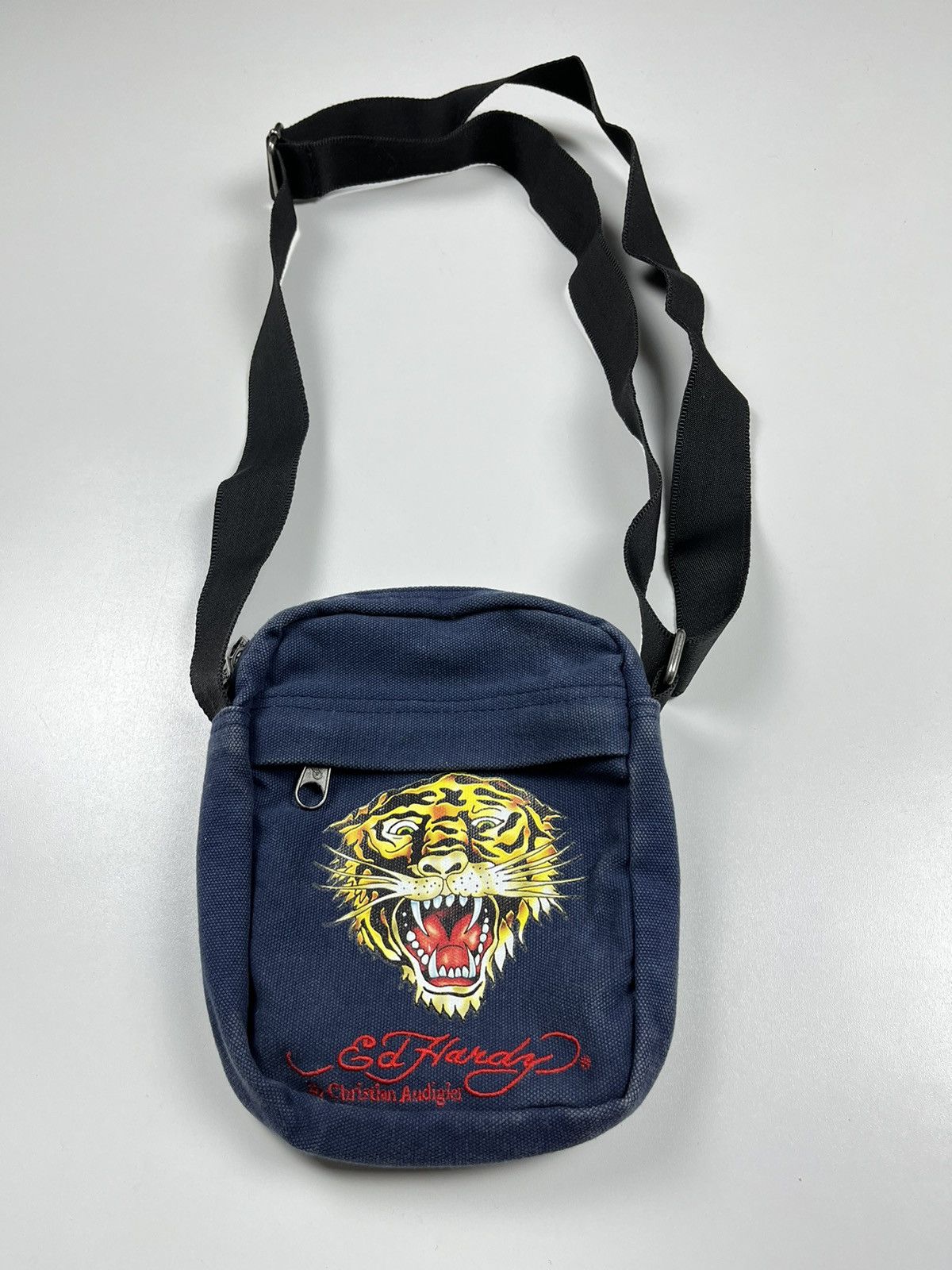 Vintage Ed Hardy By Christian Audigier Bag Messenger Y2K in Blue, Men's