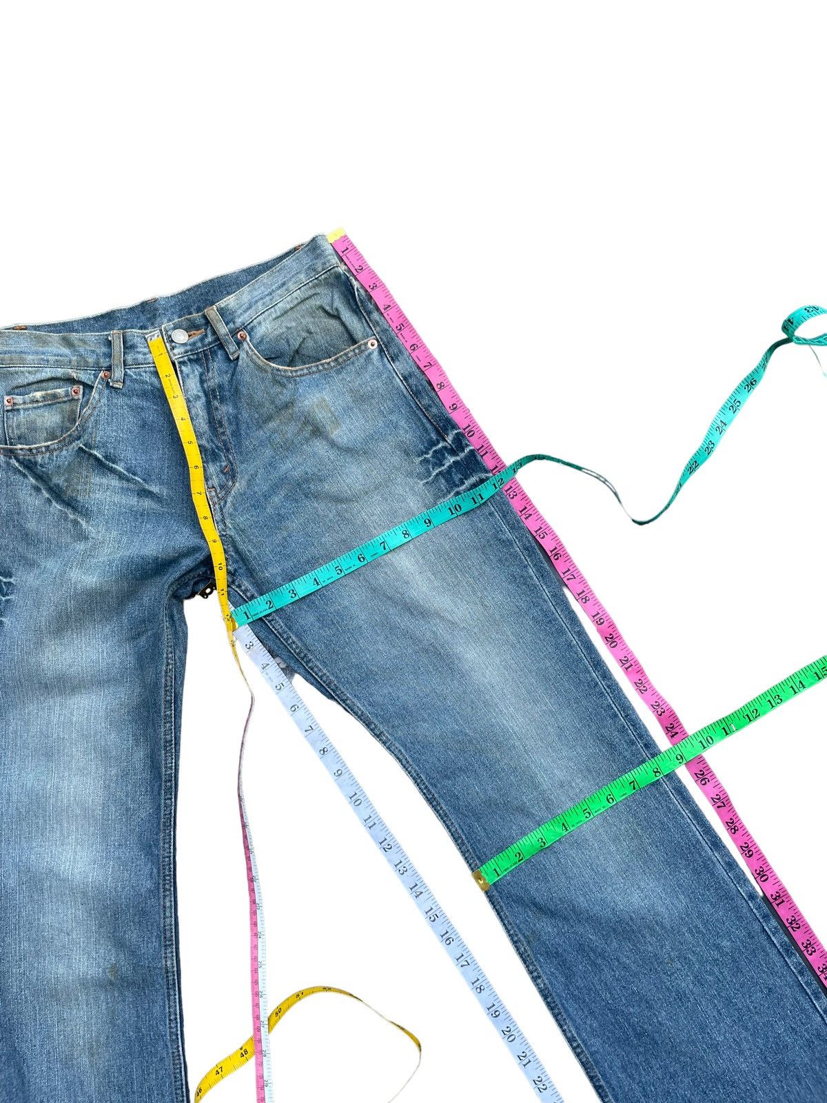 Japanese Brand Famock Flare Light Faded Wash Denim Size US 30 / EU 46 - 17 Thumbnail