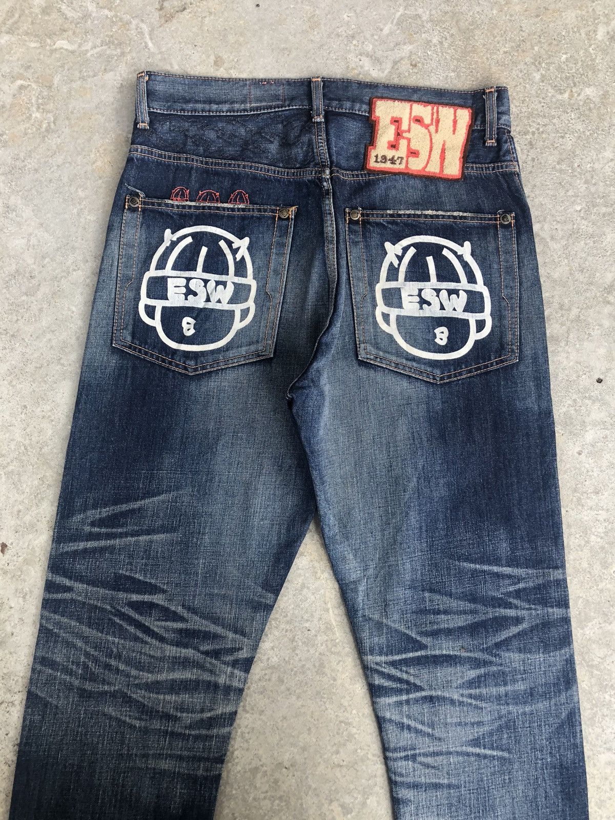 Edwin ESW Big Logo Distressed Jeans Patchwork Painted Size US 32 / EU 48 - 8 Thumbnail