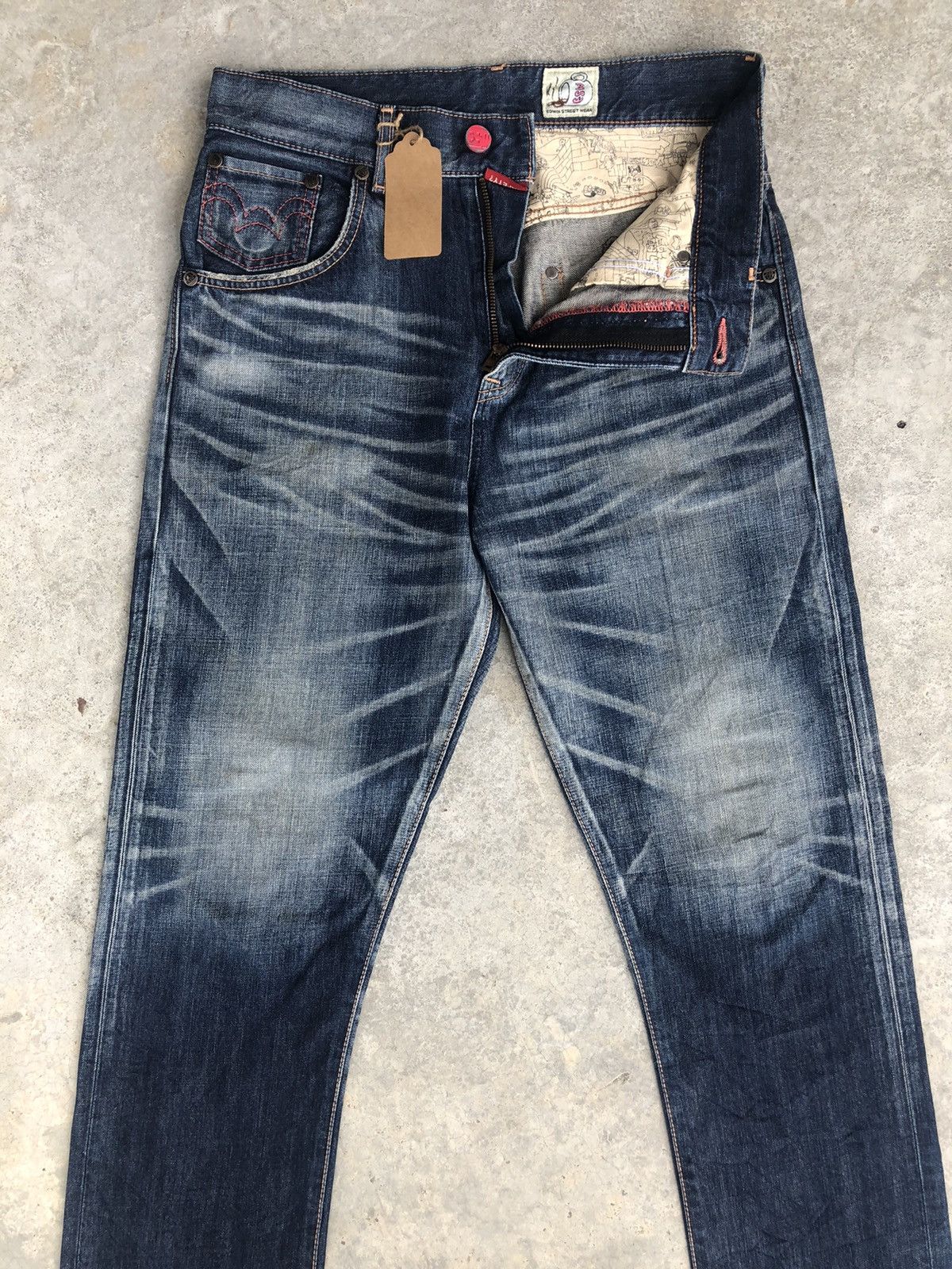 Edwin ESW Big Logo Distressed Jeans Patchwork Painted Size US 32 / EU 48 - 3 Thumbnail