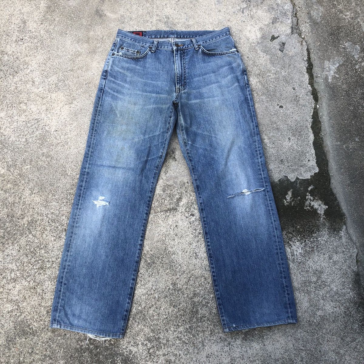 Edwin × Vintage 🔥Rare🔥Edwin 504 Stoned Wash Rips Distress Dirty Denim Jeans Size US 35 - 1 Thumbnail