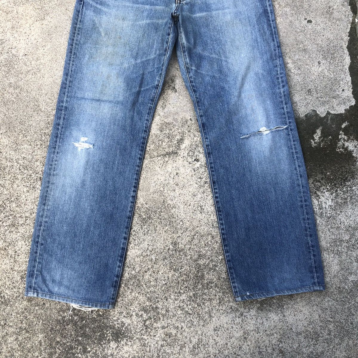 Edwin × Vintage 🔥Rare🔥Edwin 504 Stoned Wash Rips Distress Dirty Denim Jeans Size US 35 - 3 Thumbnail