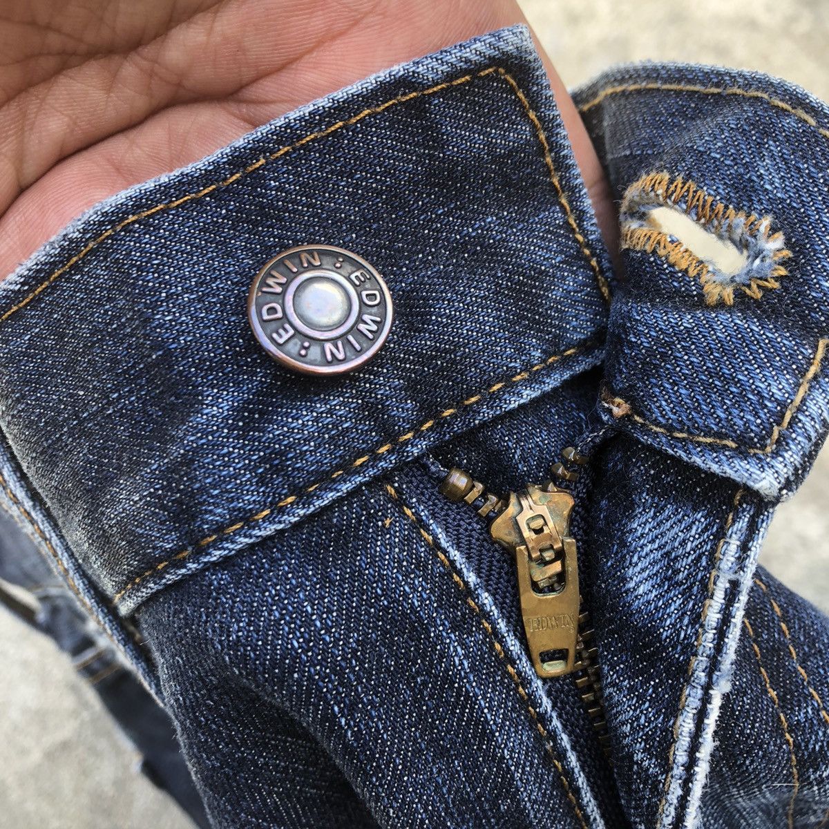 Edwin × Vintage 🔥Rare🔥Edwin 503 Stoned Wash Rips Distress Denim Jeans Size US 34 / EU 50 - 11 Thumbnail