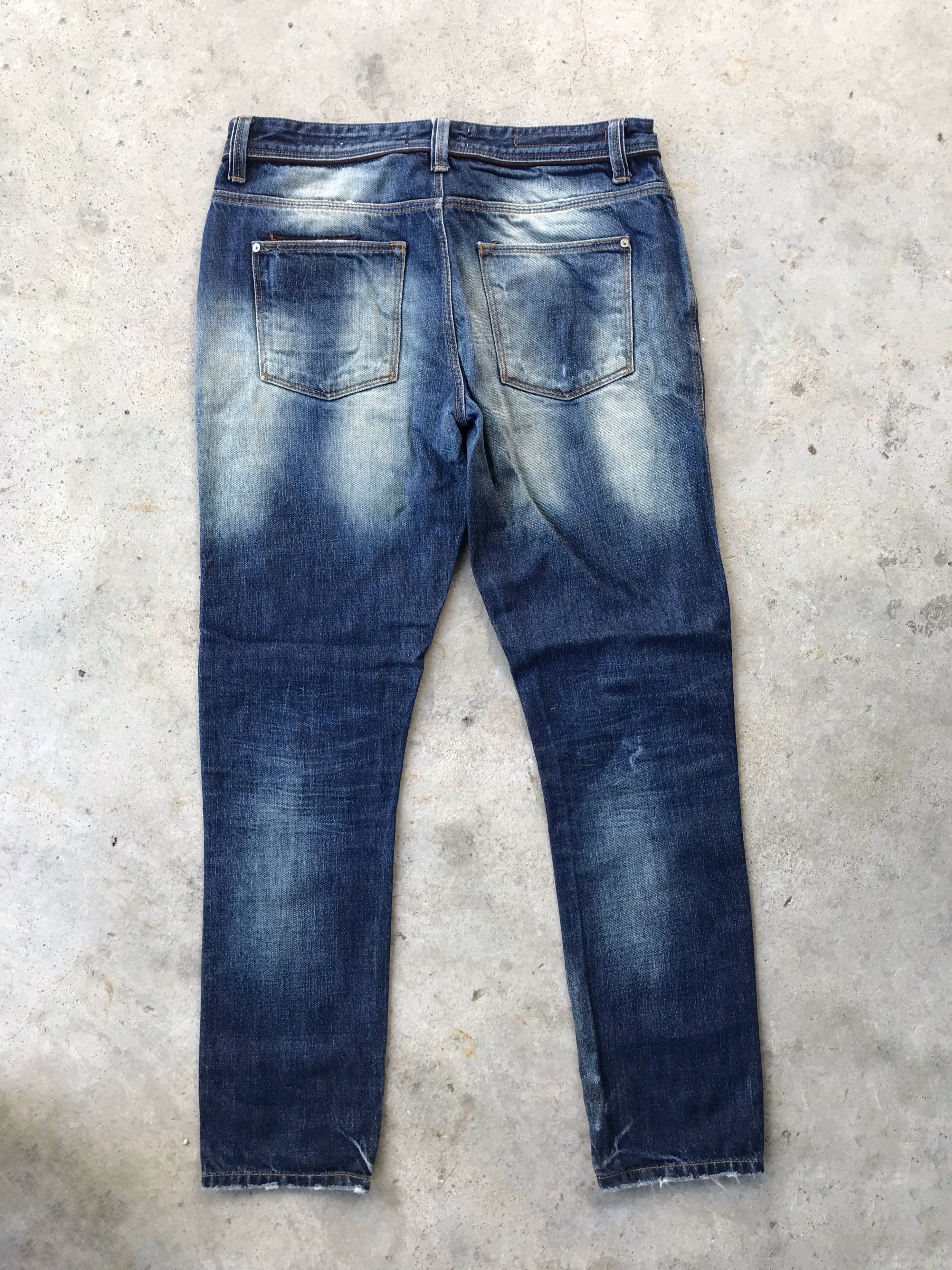 Zara Zara distressed style dark blue denim jeans Size US 31 - 5 Thumbnail