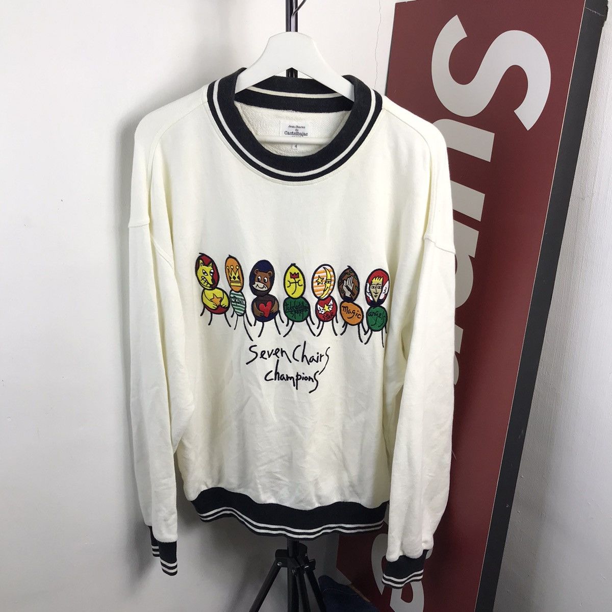image of Jean Charles De Castelbajac x Vintage Jean Charles Castelbajac Embroidery Sweatshirt in White (Size