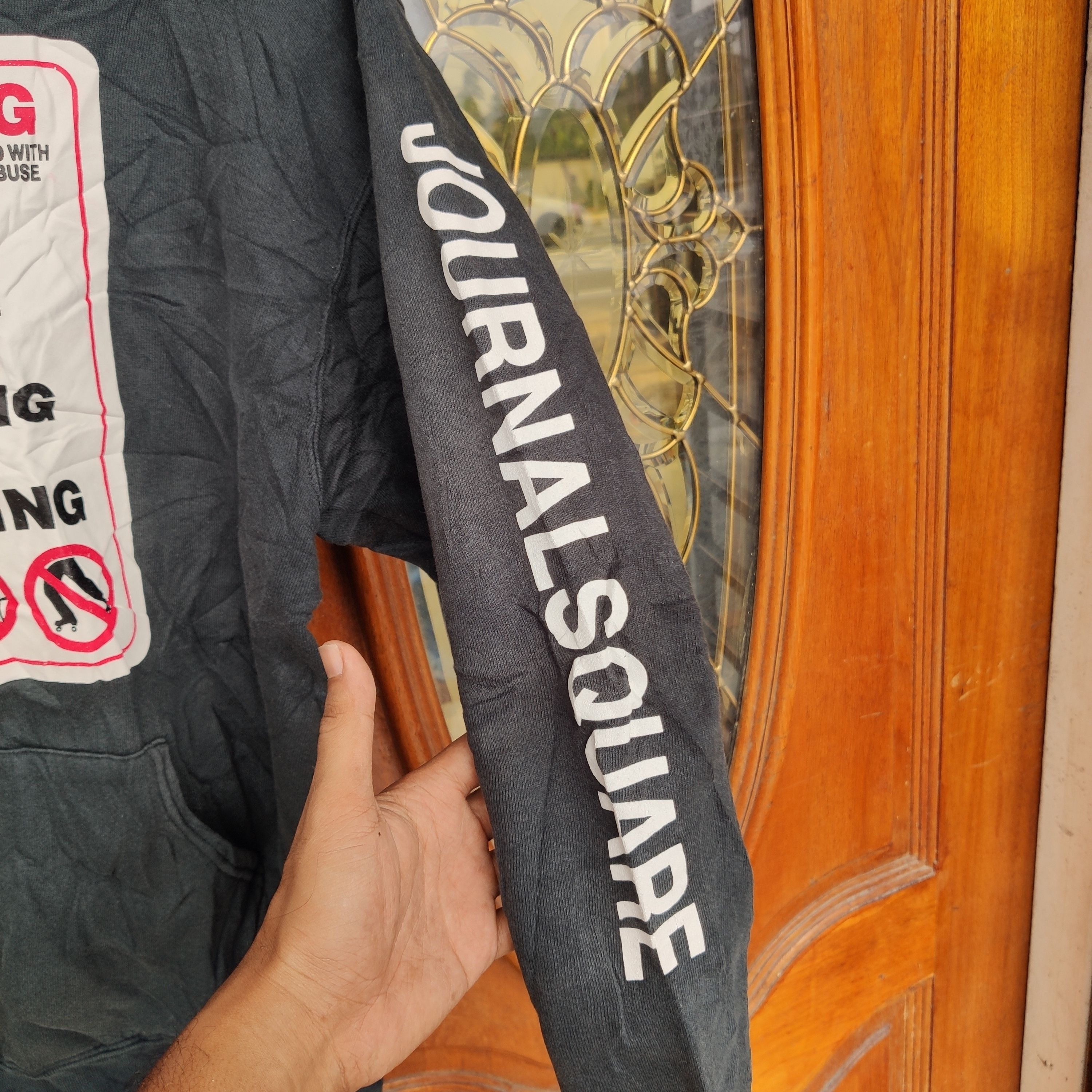 Vintage 90s JOURNAL SQUARE WARNING NO SKATING NO GRINDING HOODIES Size US M / EU 48-50 / 2 - 7 Thumbnail