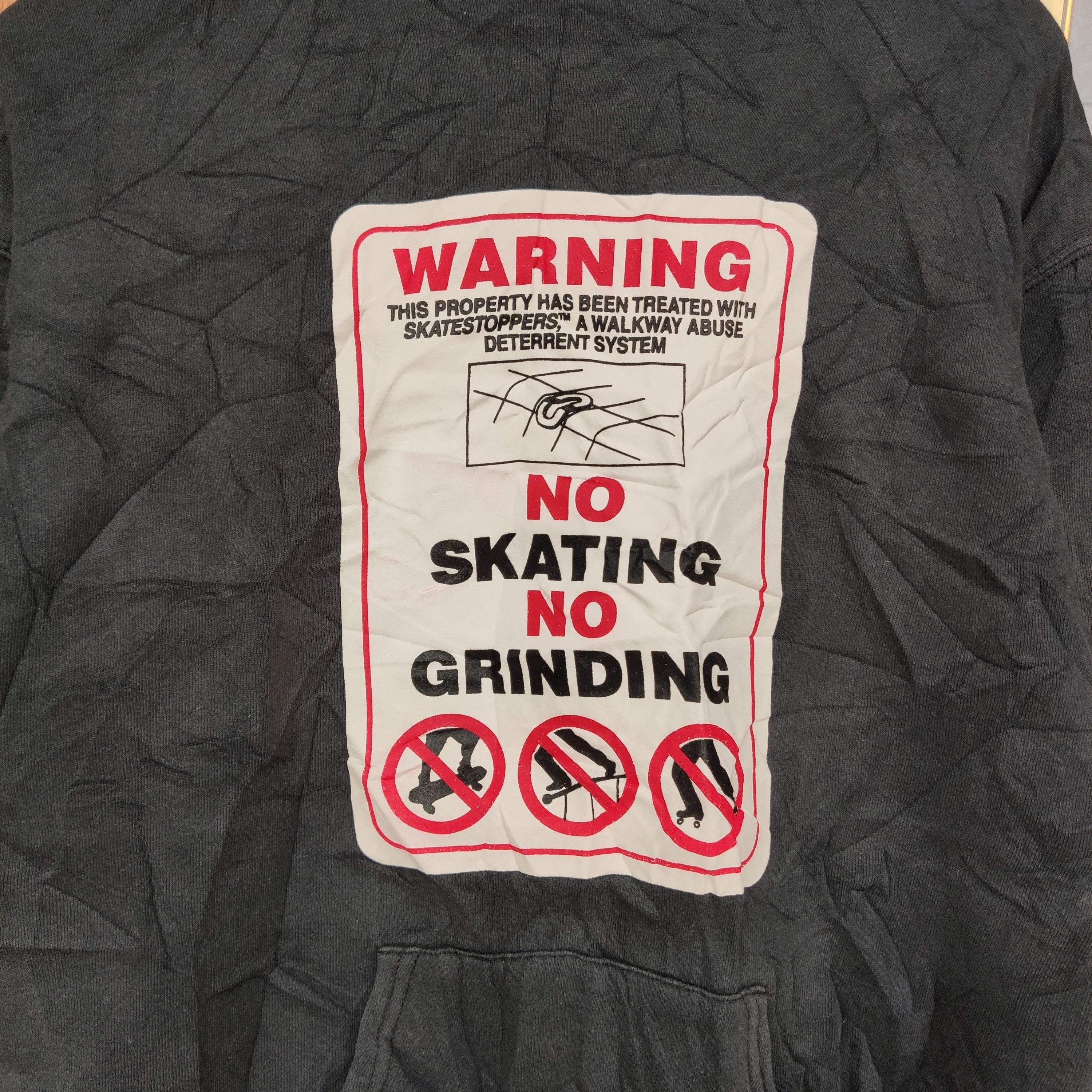 Vintage 90s JOURNAL SQUARE WARNING NO SKATING NO GRINDING HOODIES Size US M / EU 48-50 / 2 - 8 Thumbnail