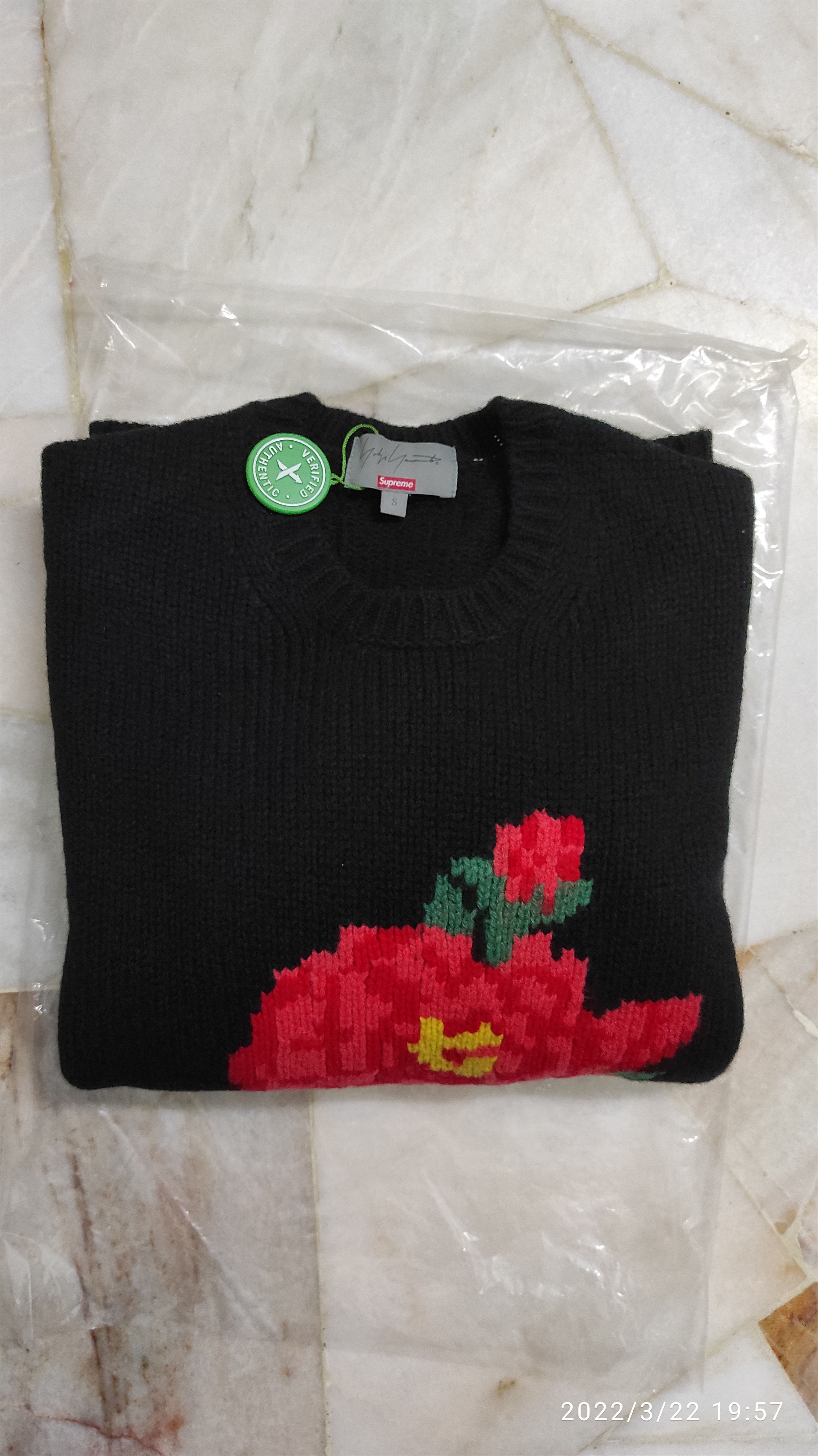 Red Supreme Flower Sweater Supreme Flowers Metallic Sweater Black