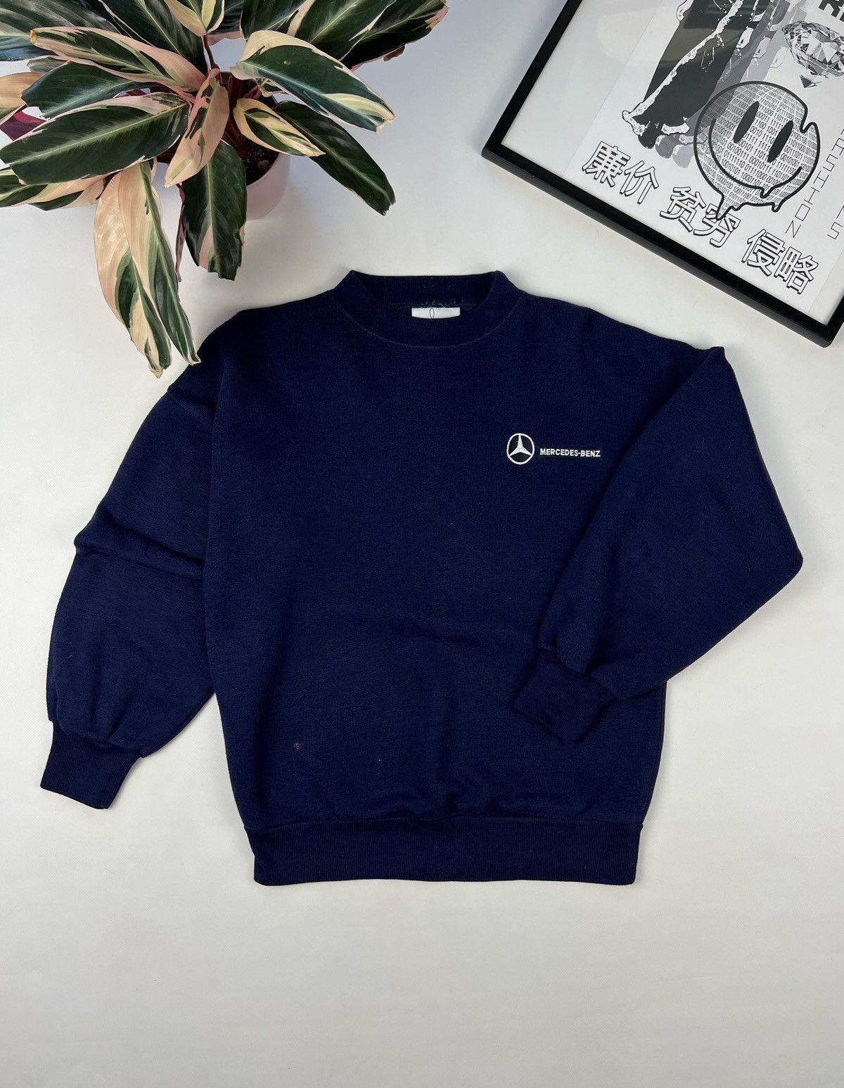Pre-owned Mercedes Benz X Vintage Mercedes Benz Jumper Hoodie Sweater Baggy In Dark Navy