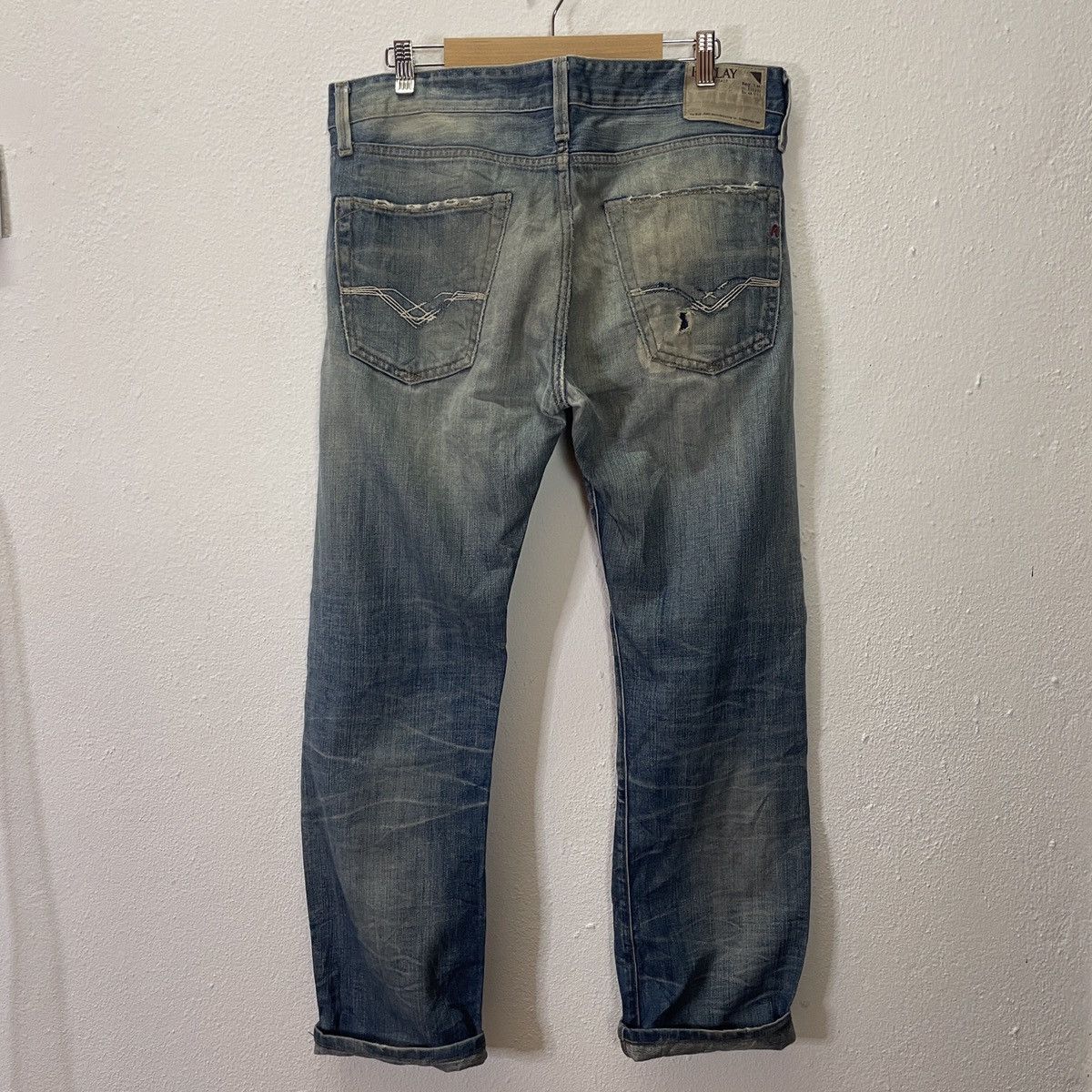 Replay Vintage Reply Italy Distressed Denim Jeans Size US 34 / EU 50 - 9 Thumbnail