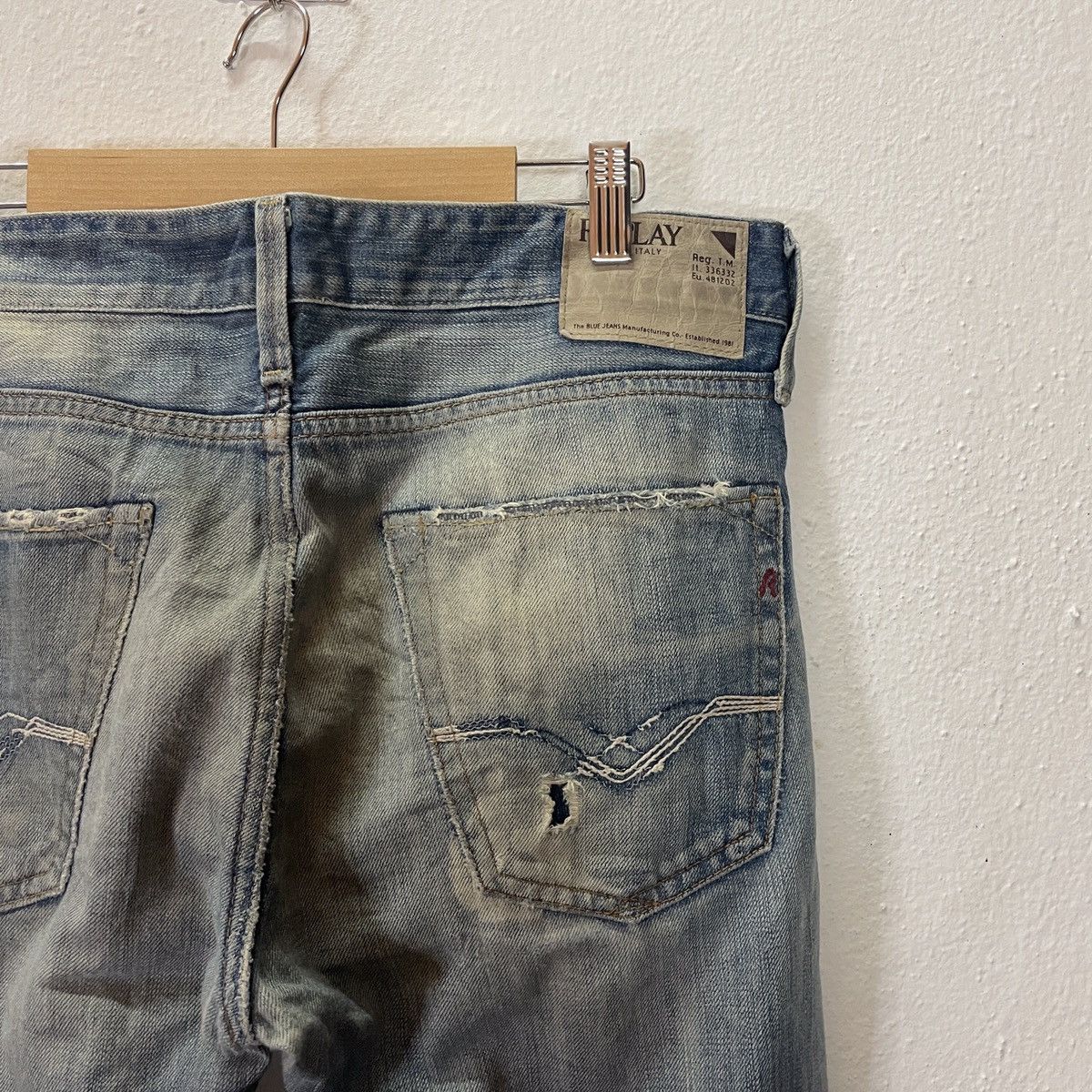 Replay Vintage Reply Italy Distressed Denim Jeans Size US 34 / EU 50 - 10 Thumbnail