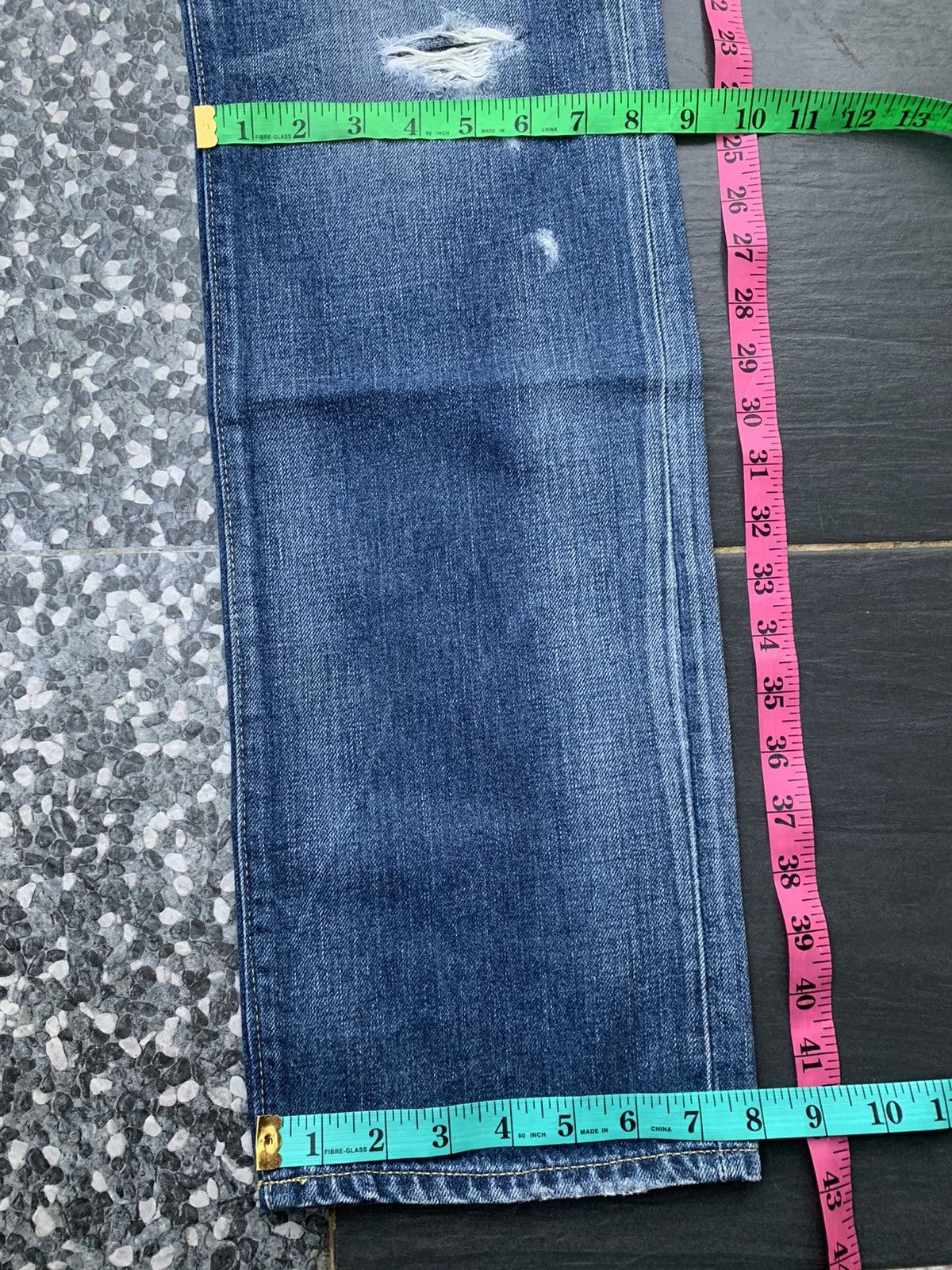 Japanese Brand Back Number Distressed Denim Size US 35 - 15 Thumbnail