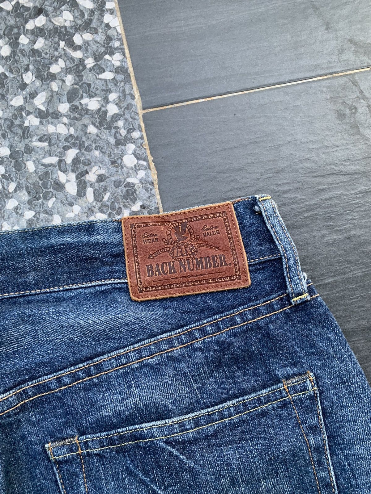 Japanese Brand Back Number Distressed Denim Size US 35 - 12 Thumbnail