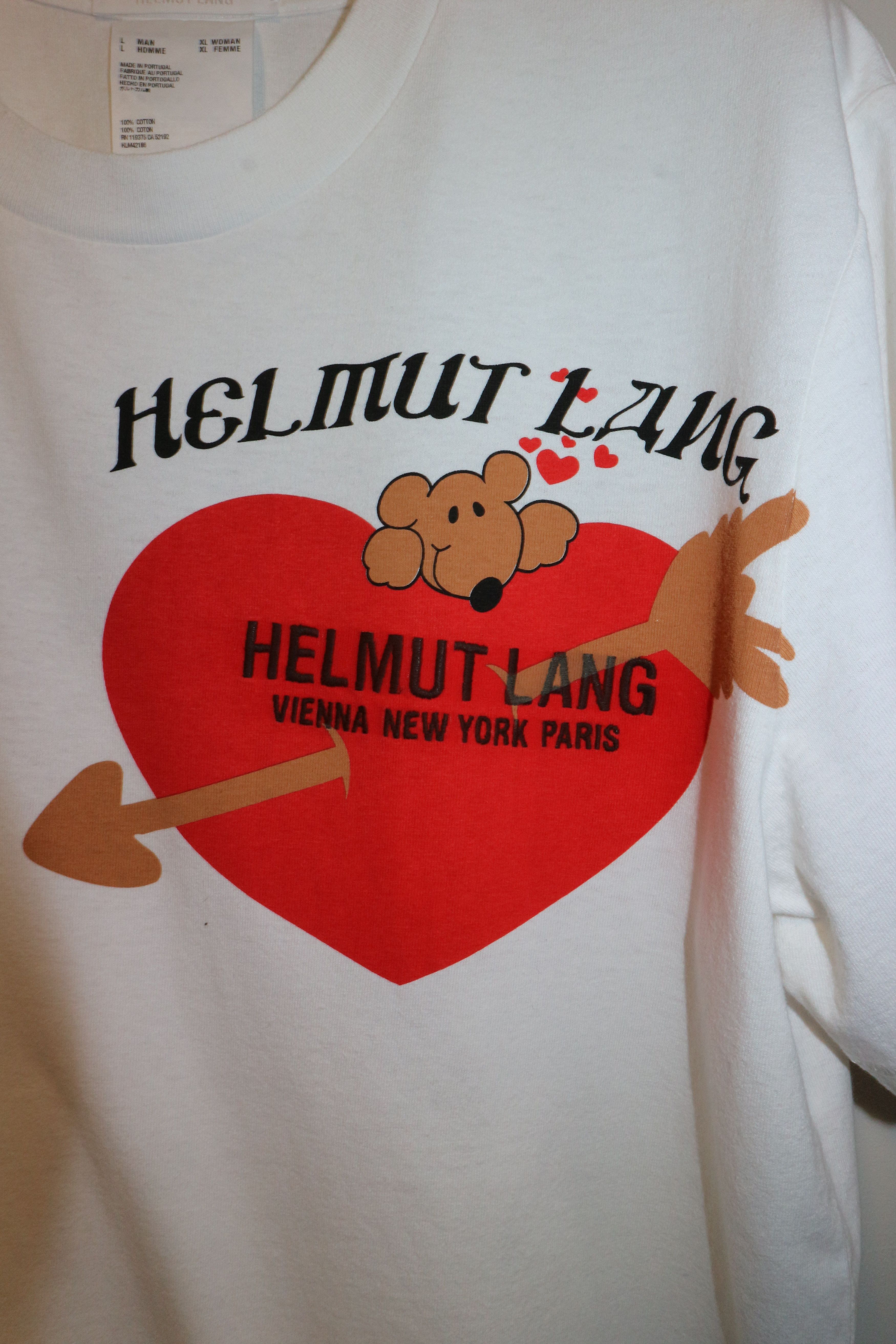 Helmut Lang Teddy bear valentine t-shirt Size US L / EU 52-54 / 3 - 2 Thumbnail