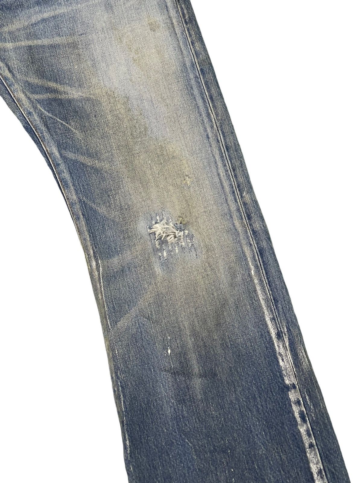 Japanese Brand Flare Jeans Rivet & Blue Distres Painter Denim Low Rise 4🟦3 Size US 29 - 7 Thumbnail