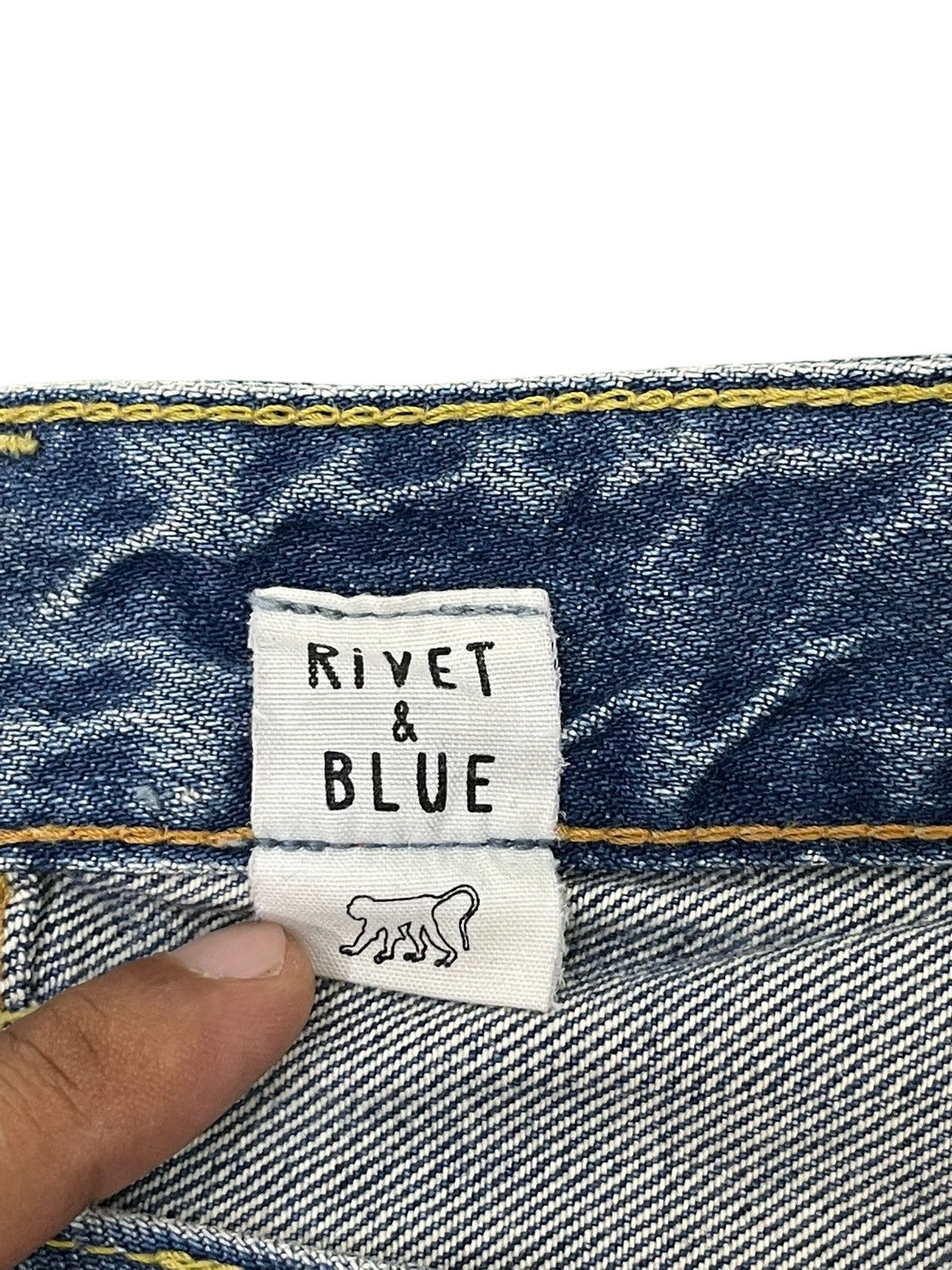 Japanese Brand Flare Jeans Rivet & Blue Distres Painter Denim Low Rise 4🟦3 Size US 29 - 10 Thumbnail